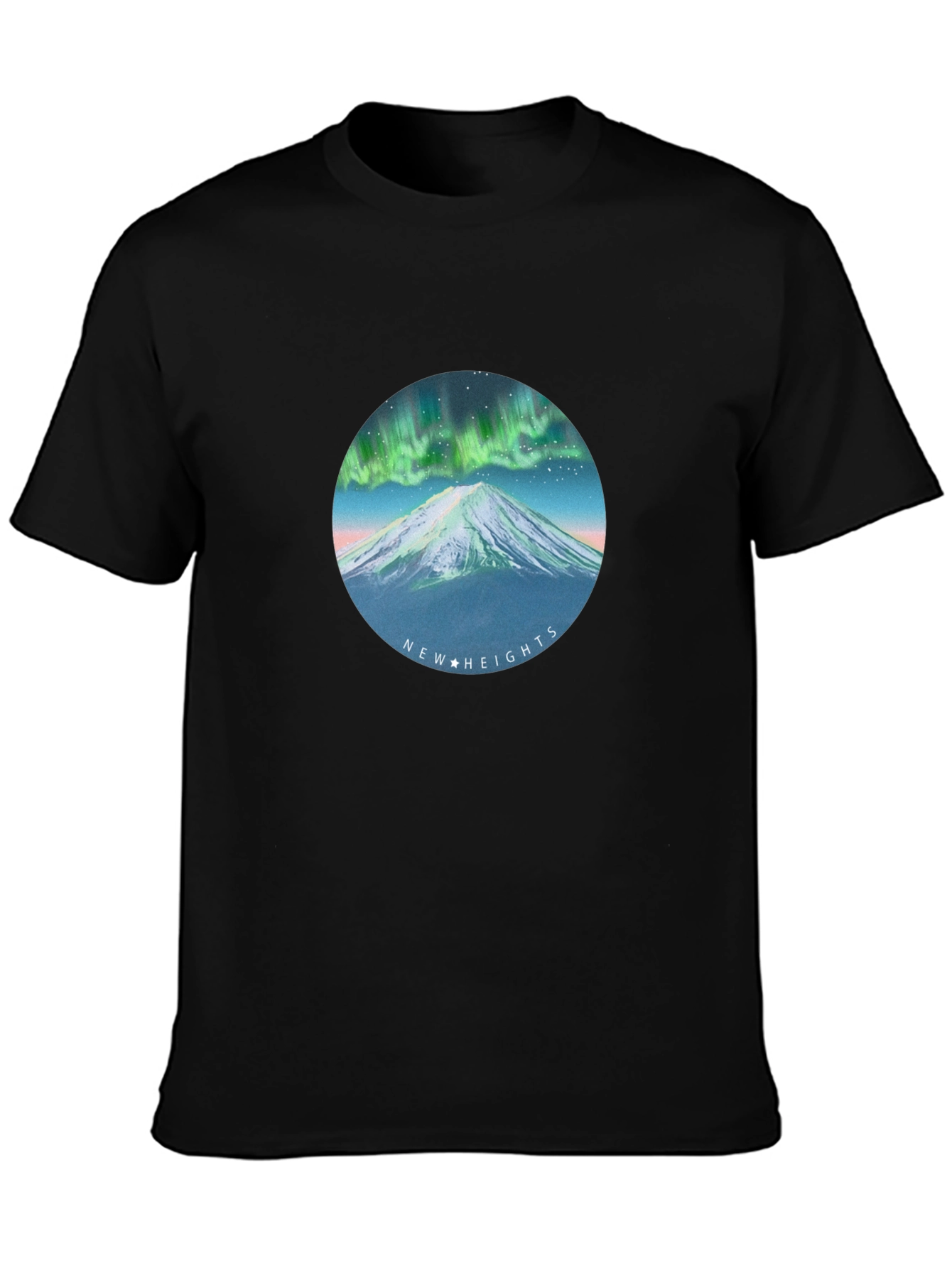 Black Aurora Mountain T-Shirt - New Heights Graphic Tee view 3