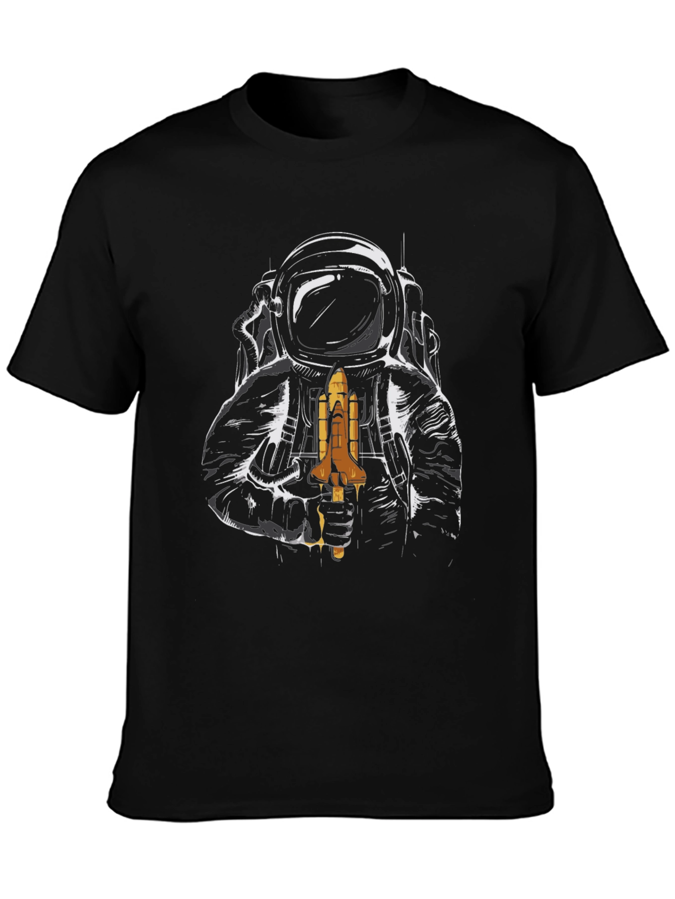 Black Astronaut Space Shuttle Graphic Tee view 3