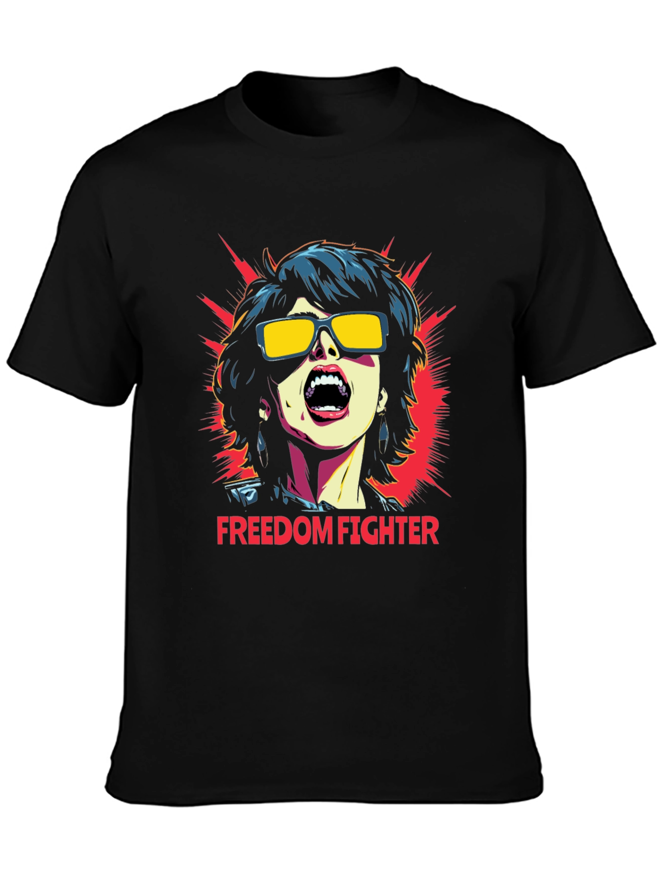 Black Freedom Fighter Graphic T-Shirt - Bold Statement Tee view 3