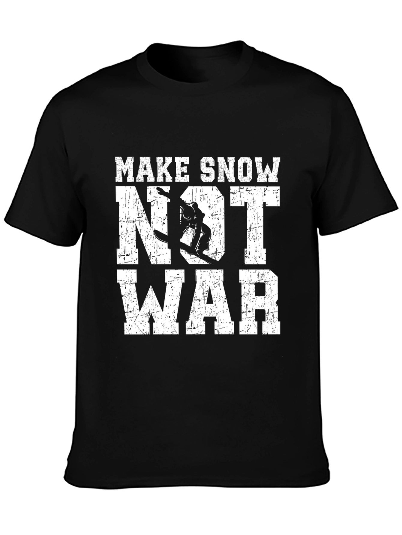Black Make Snow Not War T-Shirt | Snowboarding Shirt view 3