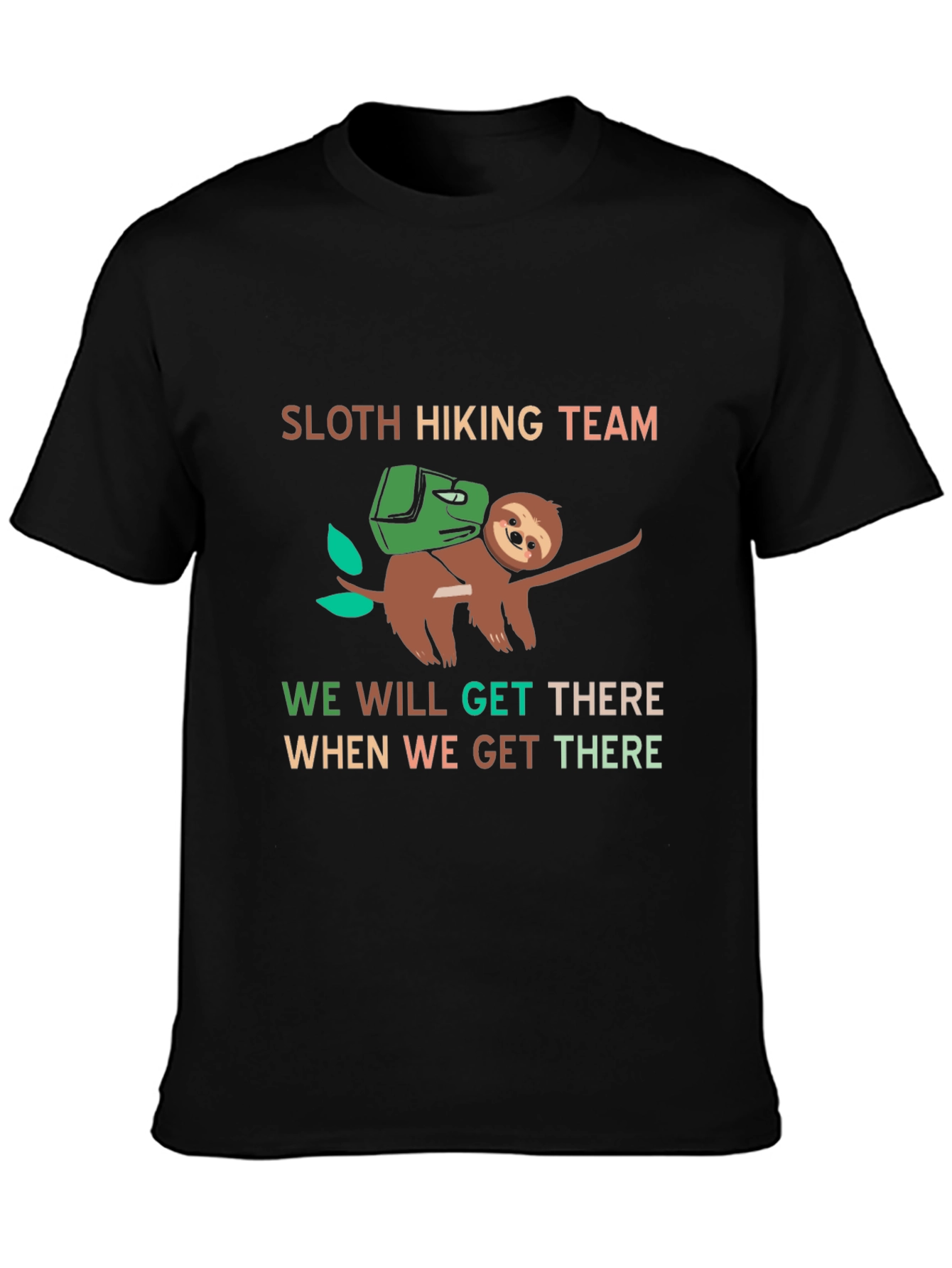 Black Sloth Hiking Team T-Shirt - Funny Adventure Tee view 3