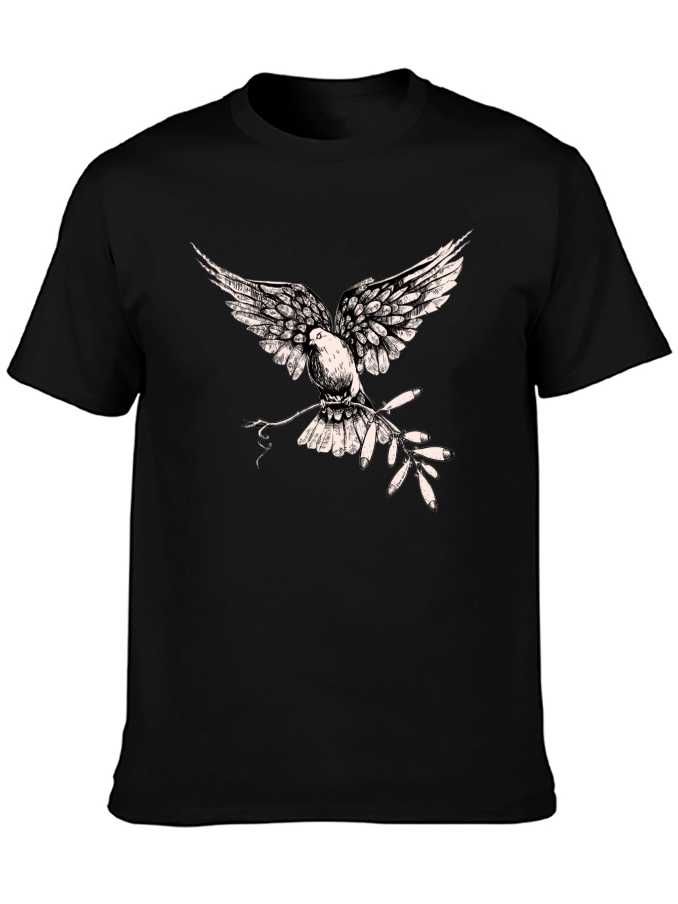 Black Dove Peace Branch Graphic Tee - Black view 3