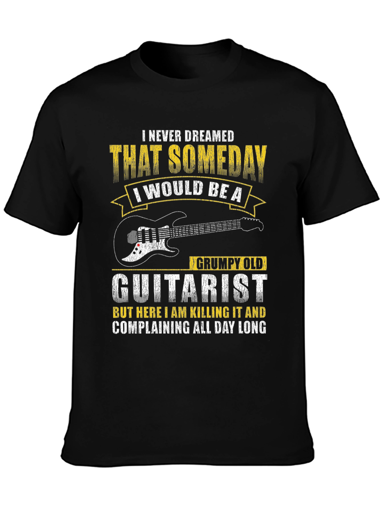 Black Grumpy Old Guitarist T-Shirt view 3