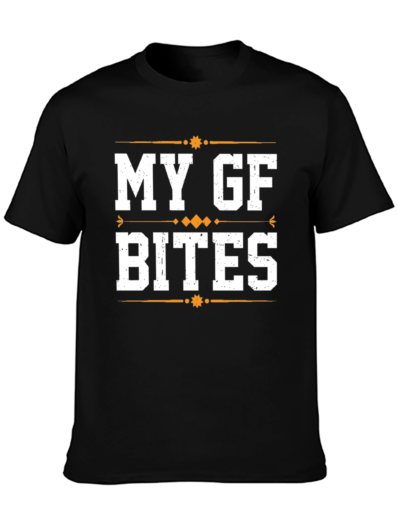 Black My GF Bites Graphic T-Shirt - Funny Sarcastic Tee view 3