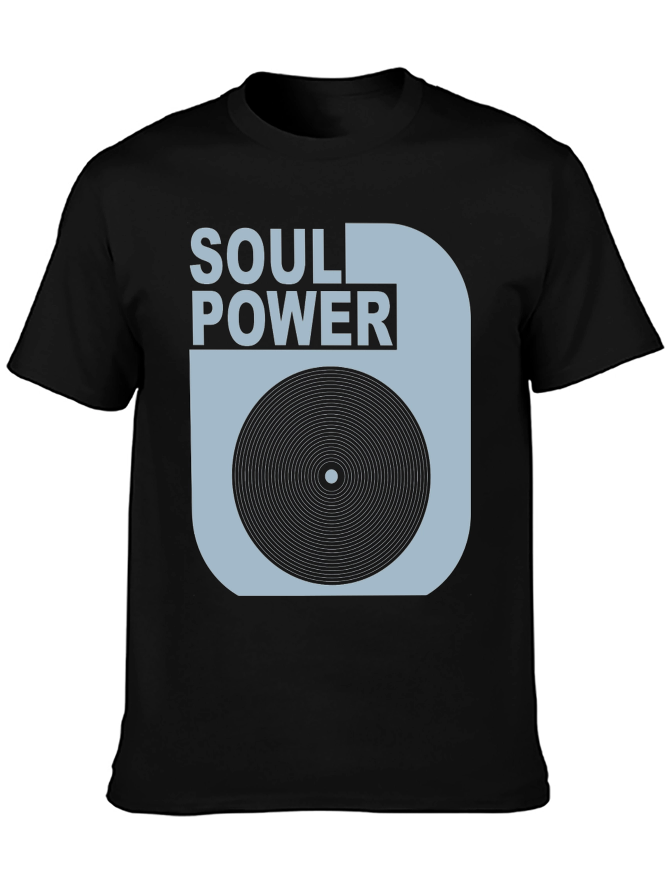 Black Soul Power Graphic Tee - Vintage Record Design view 3