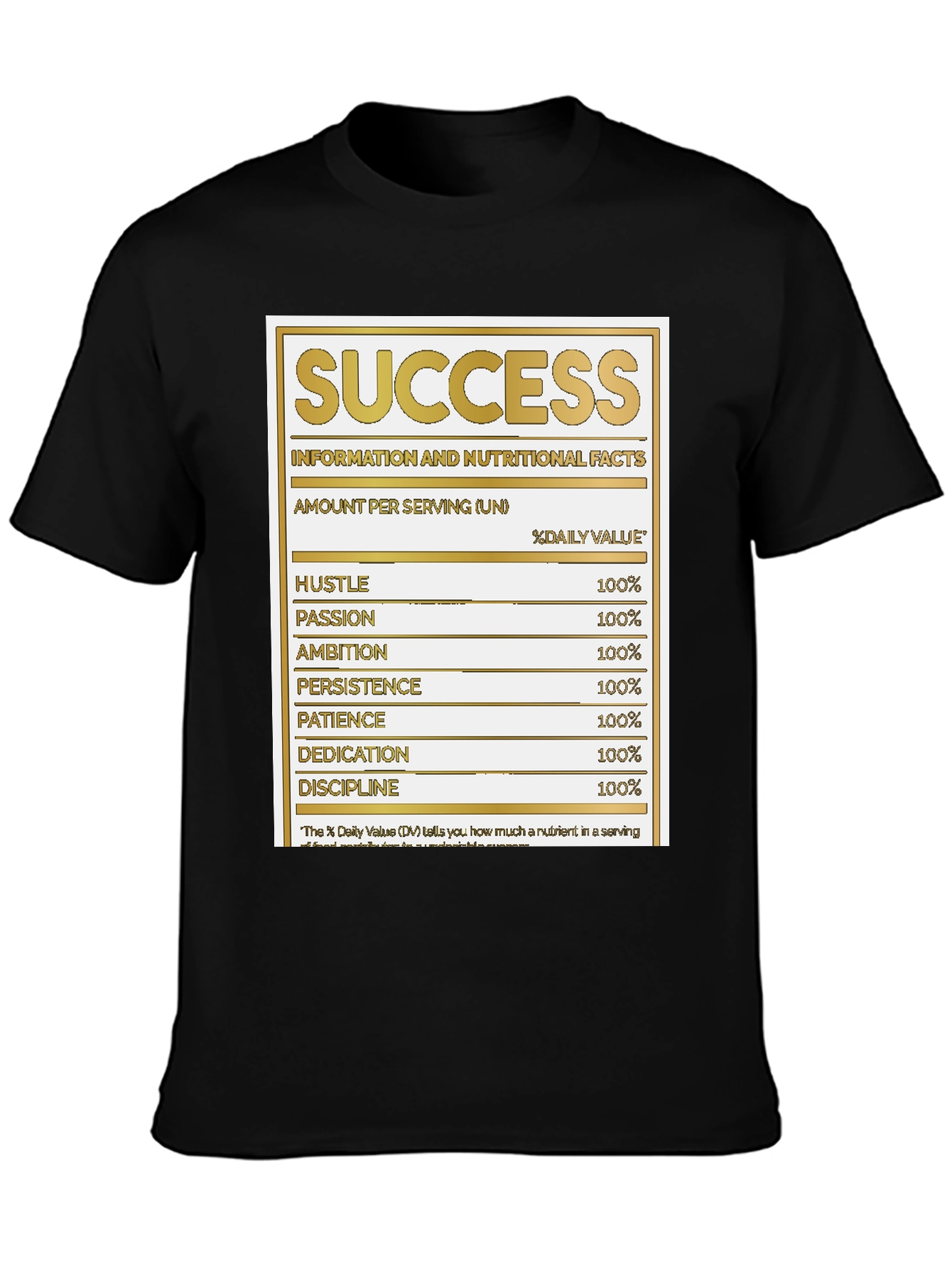 Black Success Nutrition Facts Black T-Shirt view 3