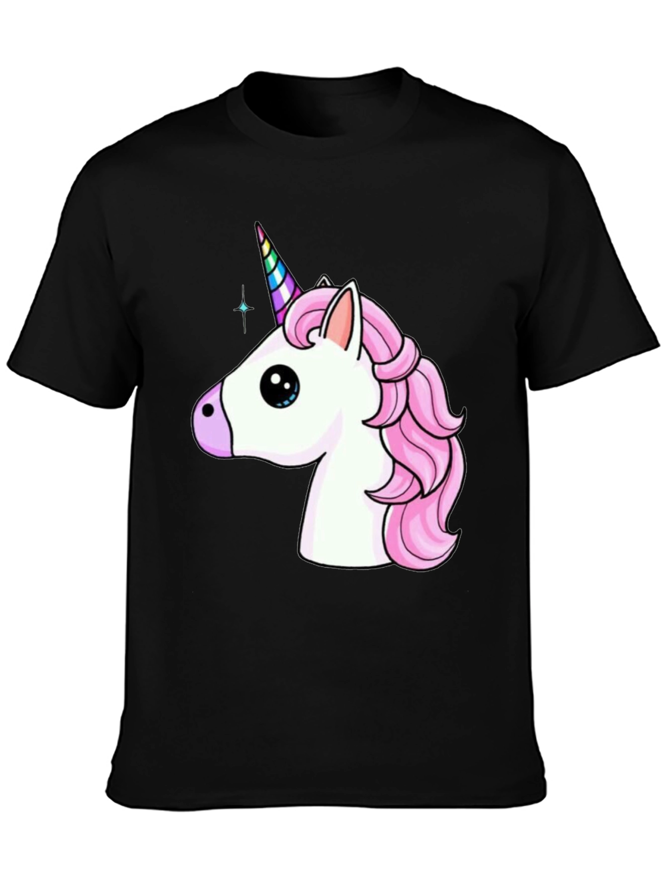 Black Unicorn Graphic Tee - Black Cotton T-Shirt view 3