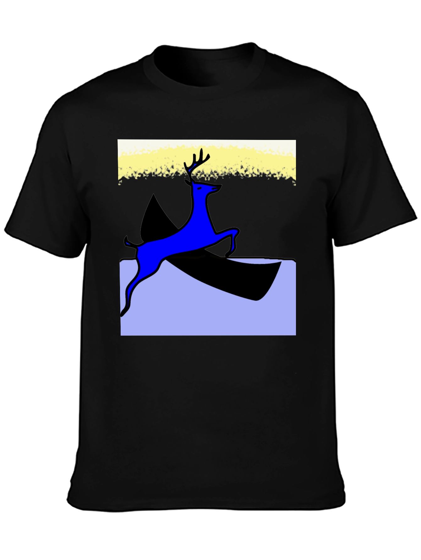 Black Deer Graphic Black T-Shirt - Unique Artistic Design view 3