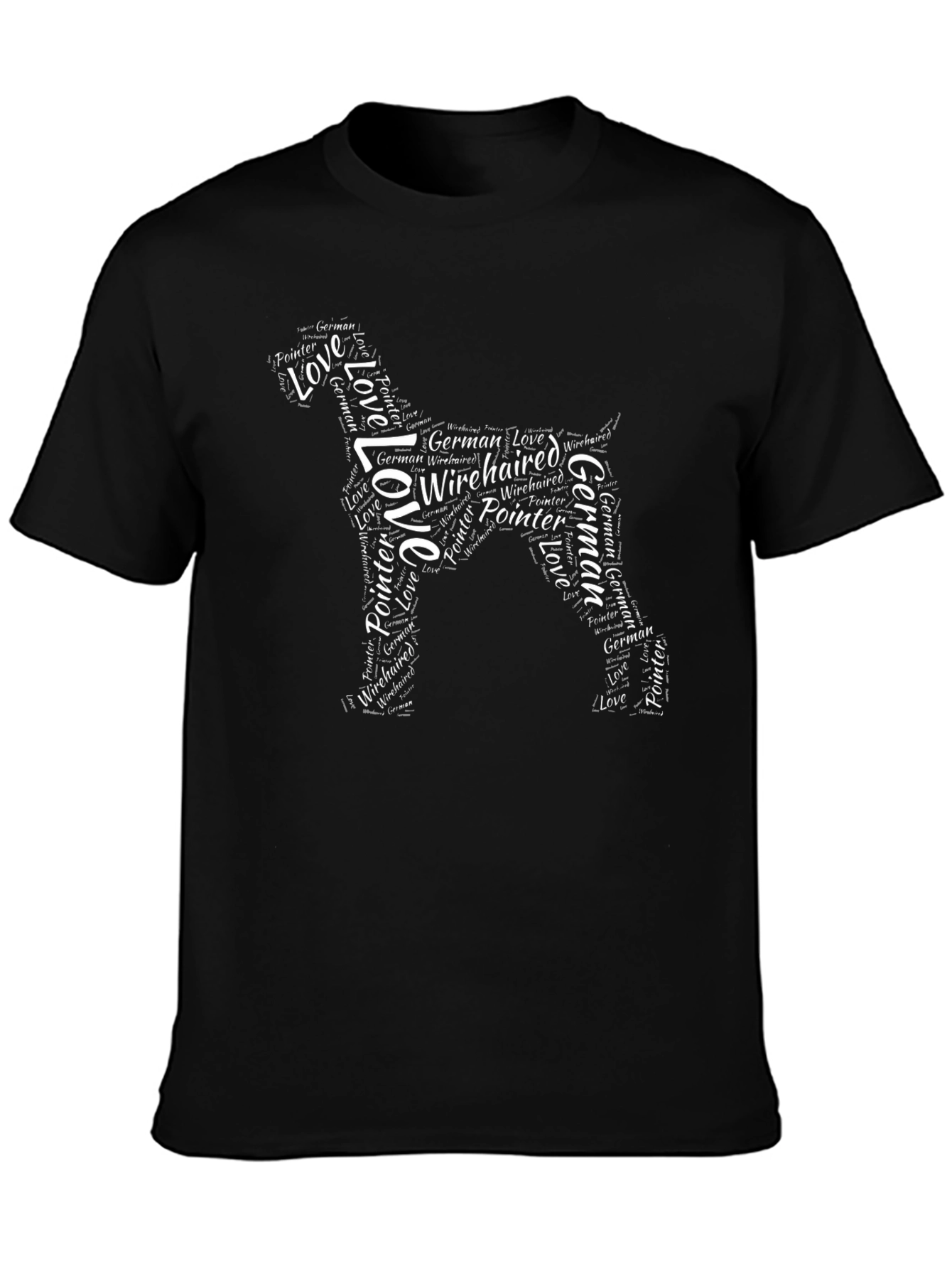 Black German Wirehaired Pointer Word Art T-Shirt view 3