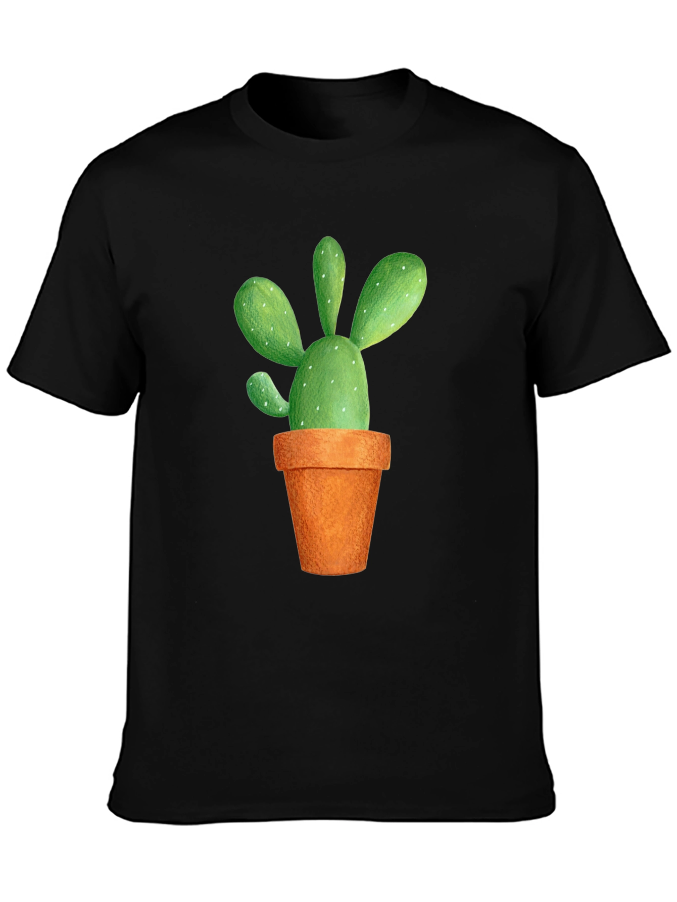 Black Cactus Graphic Tee - Potted Plant Design view 3