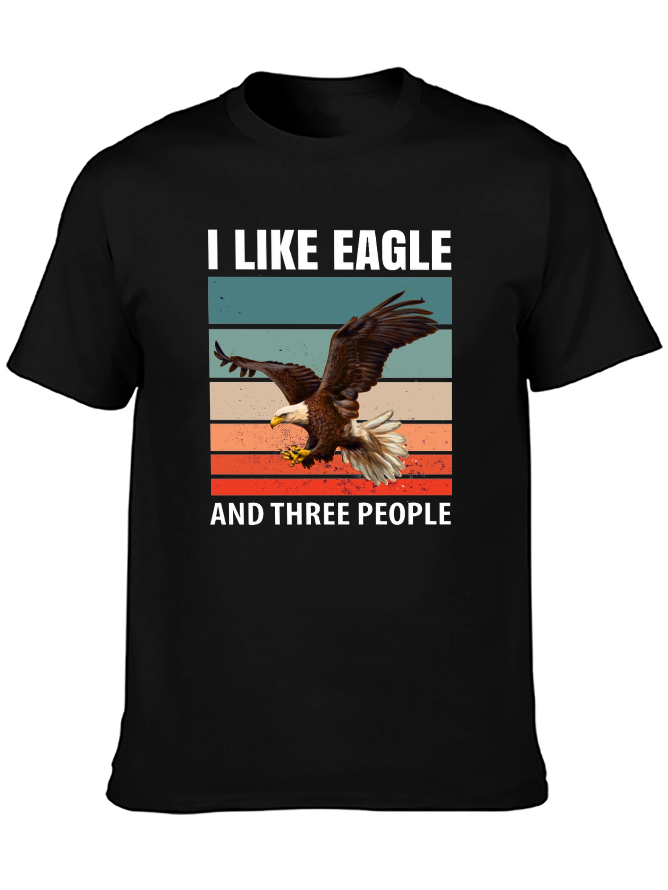 Black I Like Eagle and Three People T-Shirt view 3