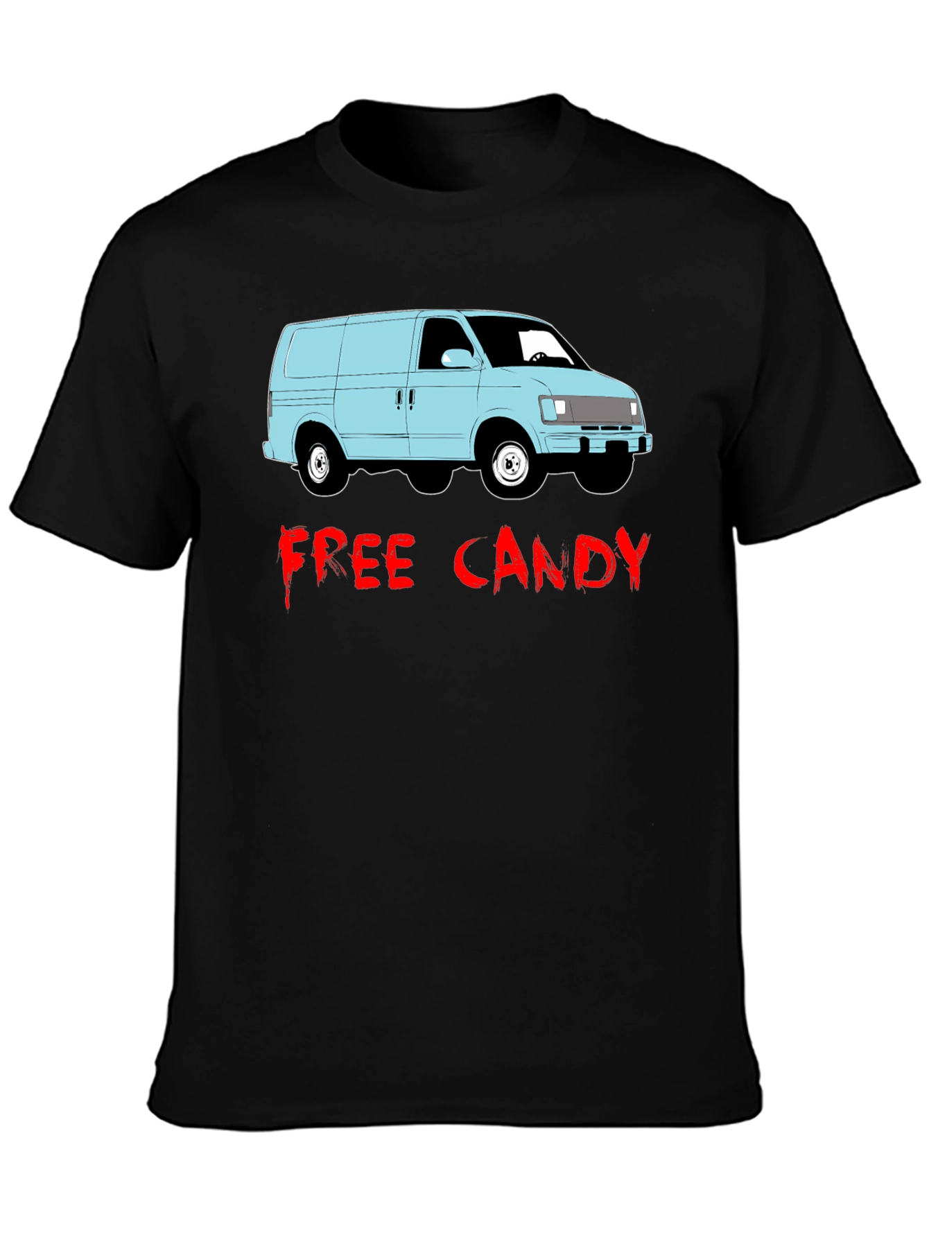 Black Free Candy Van T-Shirt - Funny Graphic Tee view 3