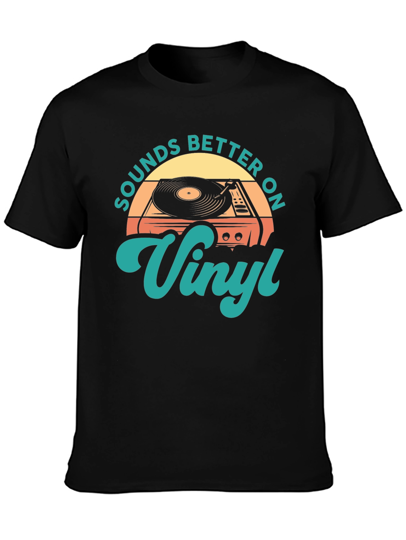Black Sounds Better On Vinyl Retro T-Shirt view 3