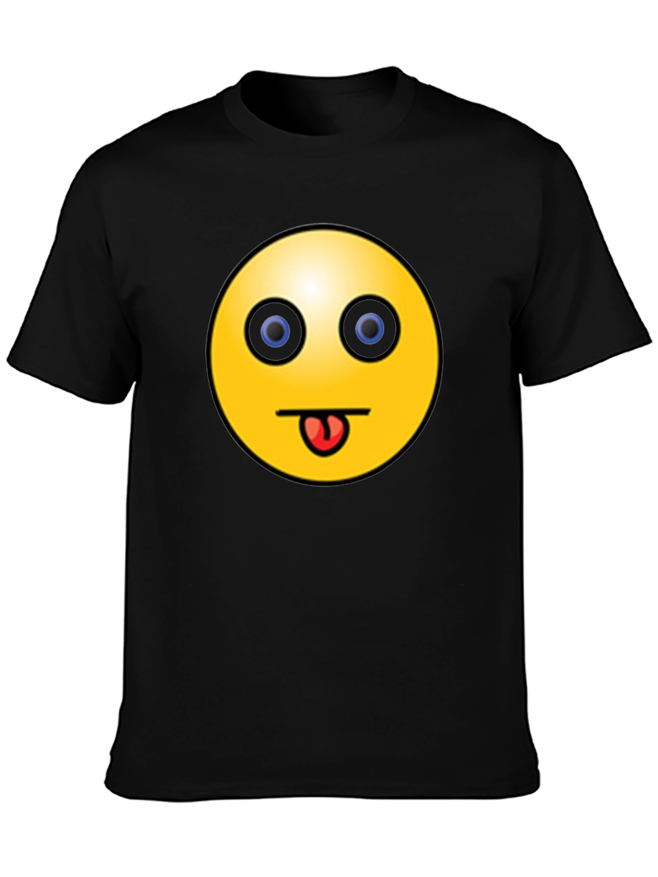 Black Funny Emoji Graphic Black T-Shirt - Tongue Out Smiley view 3