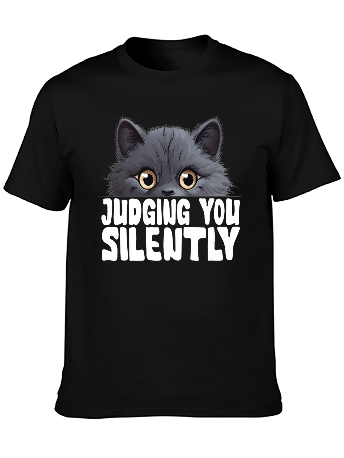 Black Judging You Silently Cat T-Shirt view 3