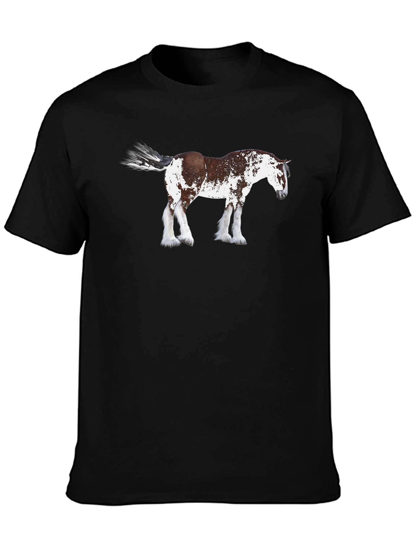 Black Horse Graphic T-Shirt | Black Crew Neck Tee view 3