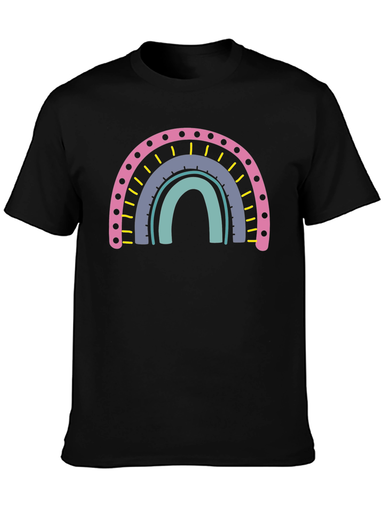 Black Rainbow Graphic T-Shirt - Casual Cotton Tee view 3