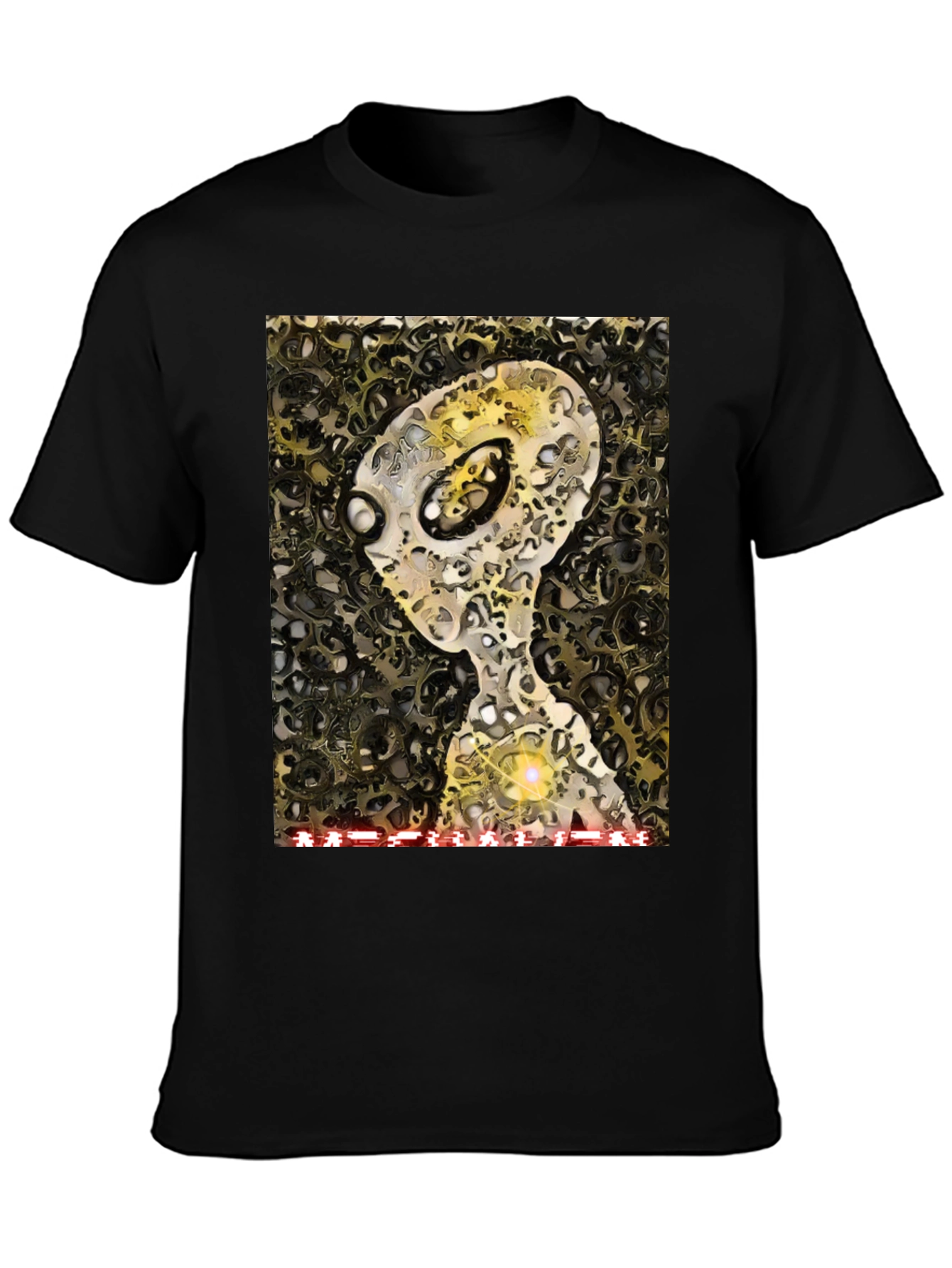 Black Alien Cog T-Shirt - Sci-Fi Graphic Tee view 3