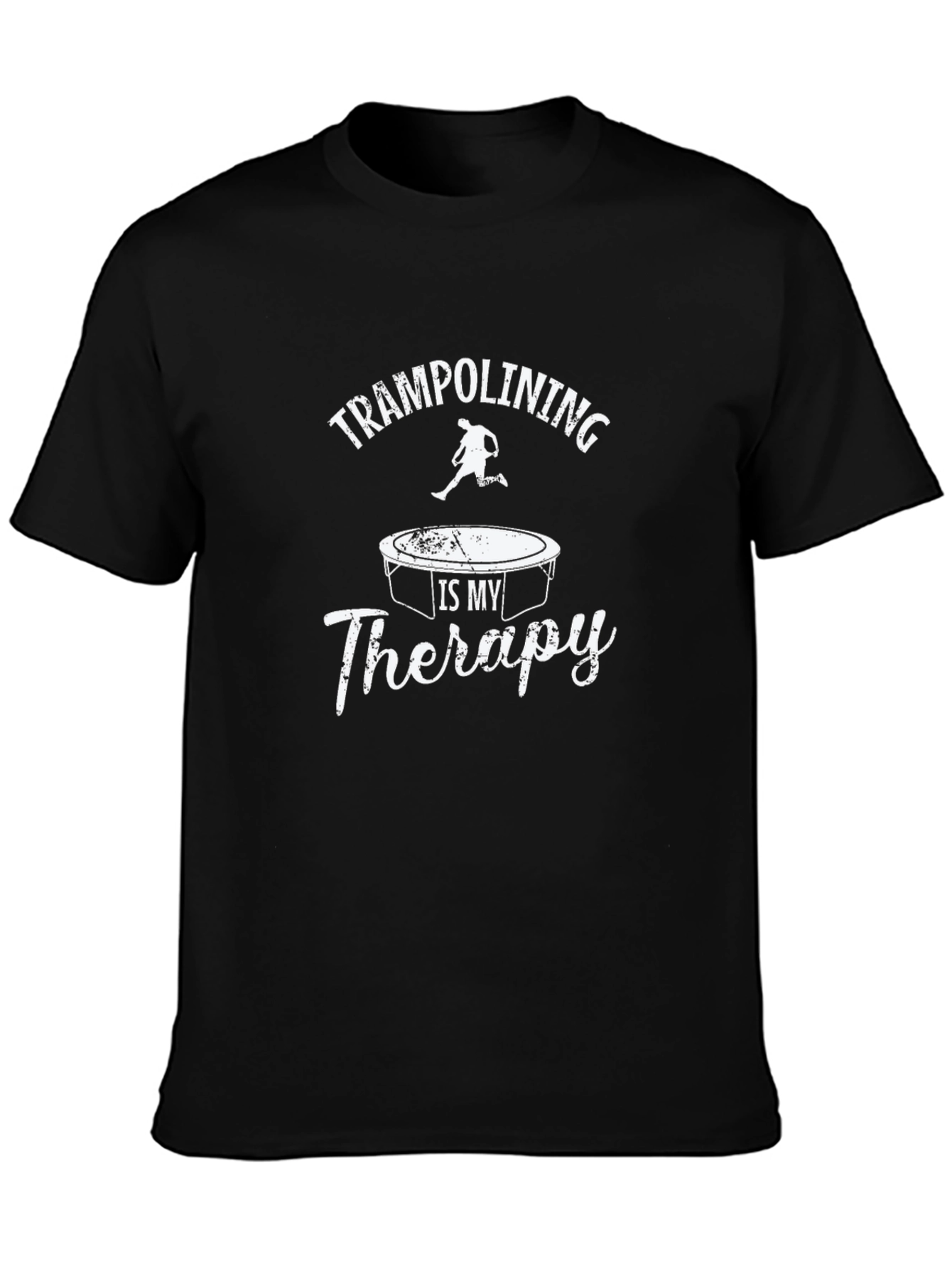Black Trampolining Therapy Graphic Tee - Black Cotton T-Shirt view 3