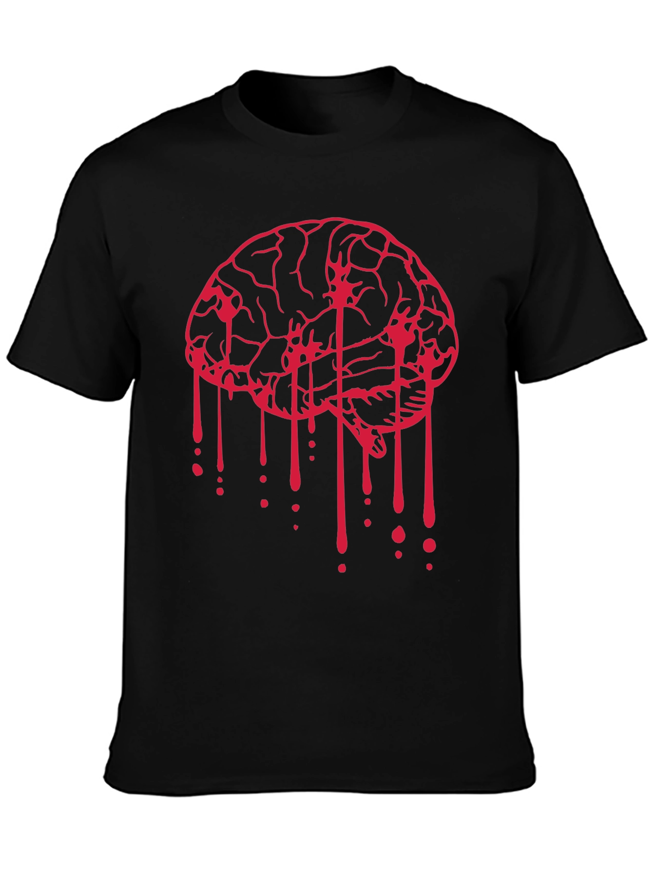 Black Bleeding Brain Graphic Tee - Black view 3