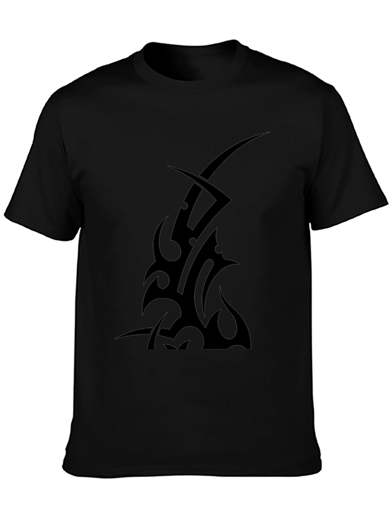 Black Tribal Tattoo Graphic Tee - Black Cotton T-Shirt view 3