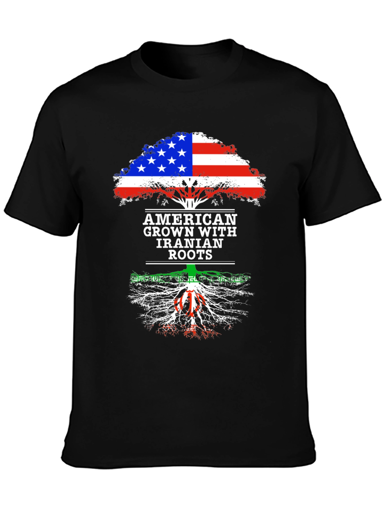 Black American Grown Iranian Roots T-Shirt view 3