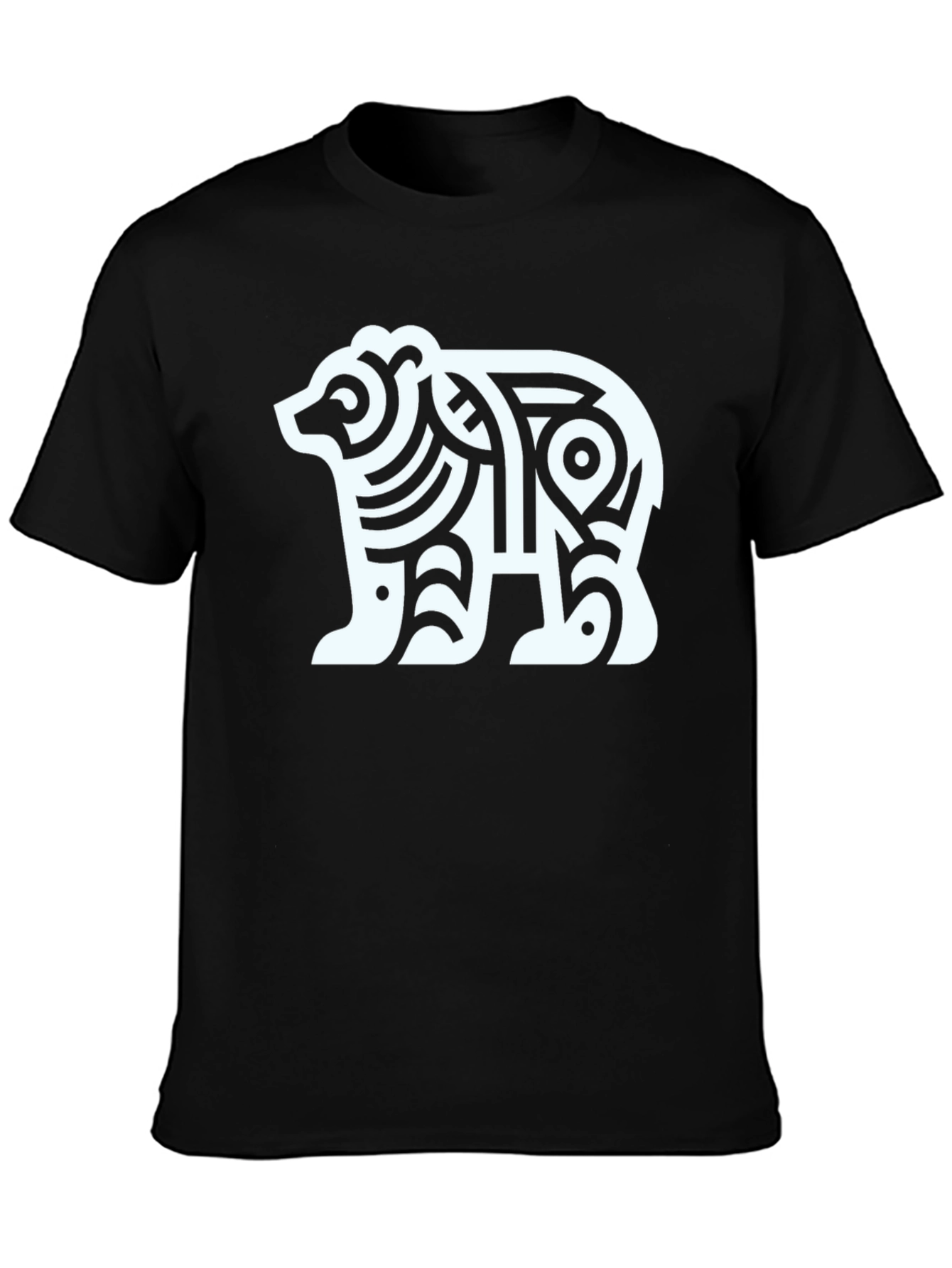 Black Geometric Bear Graphic Tee - Black Cotton Blend view 3