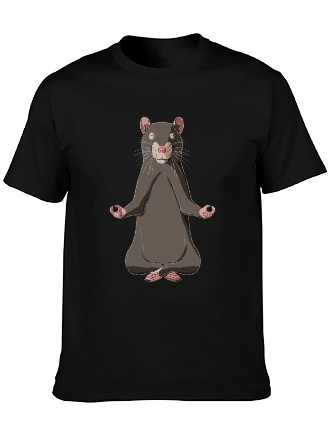 Black Meditating Rat T-Shirt - Relax and Find Your Zen view 3