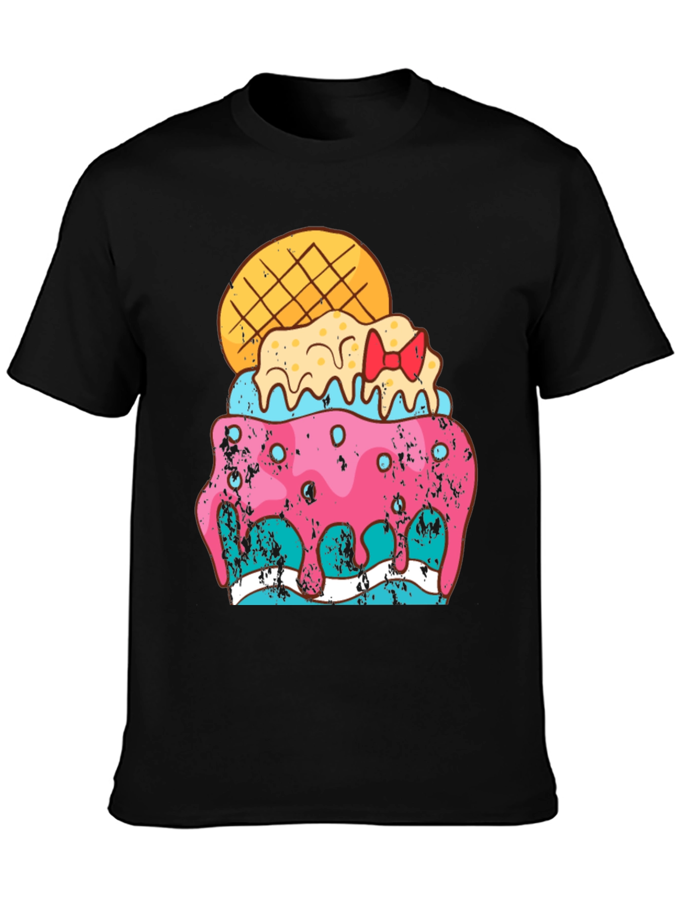 Black Fun Ice Cream Treat Graphic Tee - Black Cotton Blend Shirt view 3