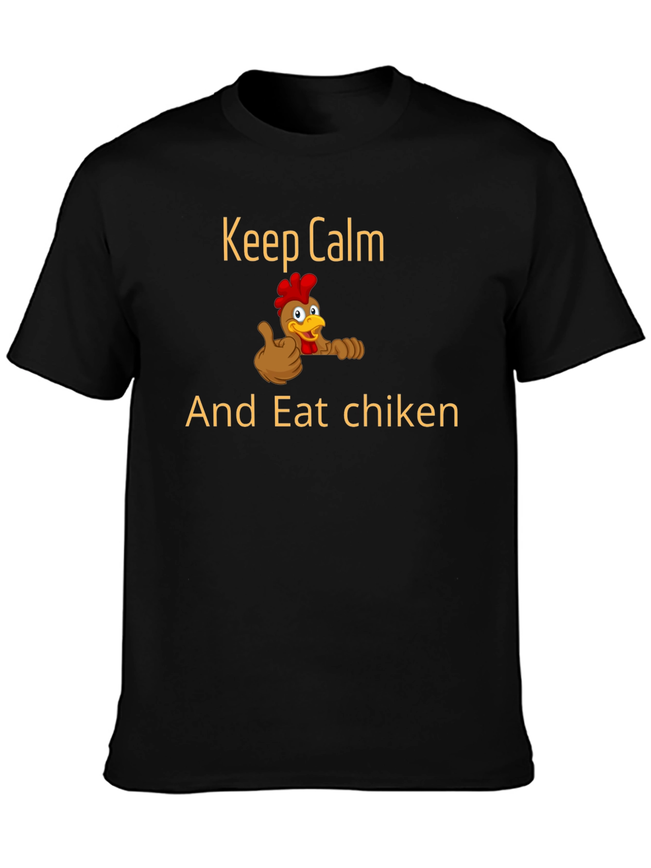 Black Keep Calm & Eat Chiken Graphic T-Shirt - Funny Chicken Lover Tee view 3