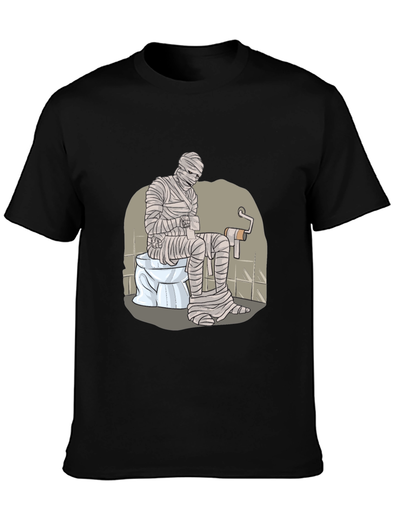 Black Mummy on Toilet Graphic Tee - Funny Halloween T-Shirt view 3
