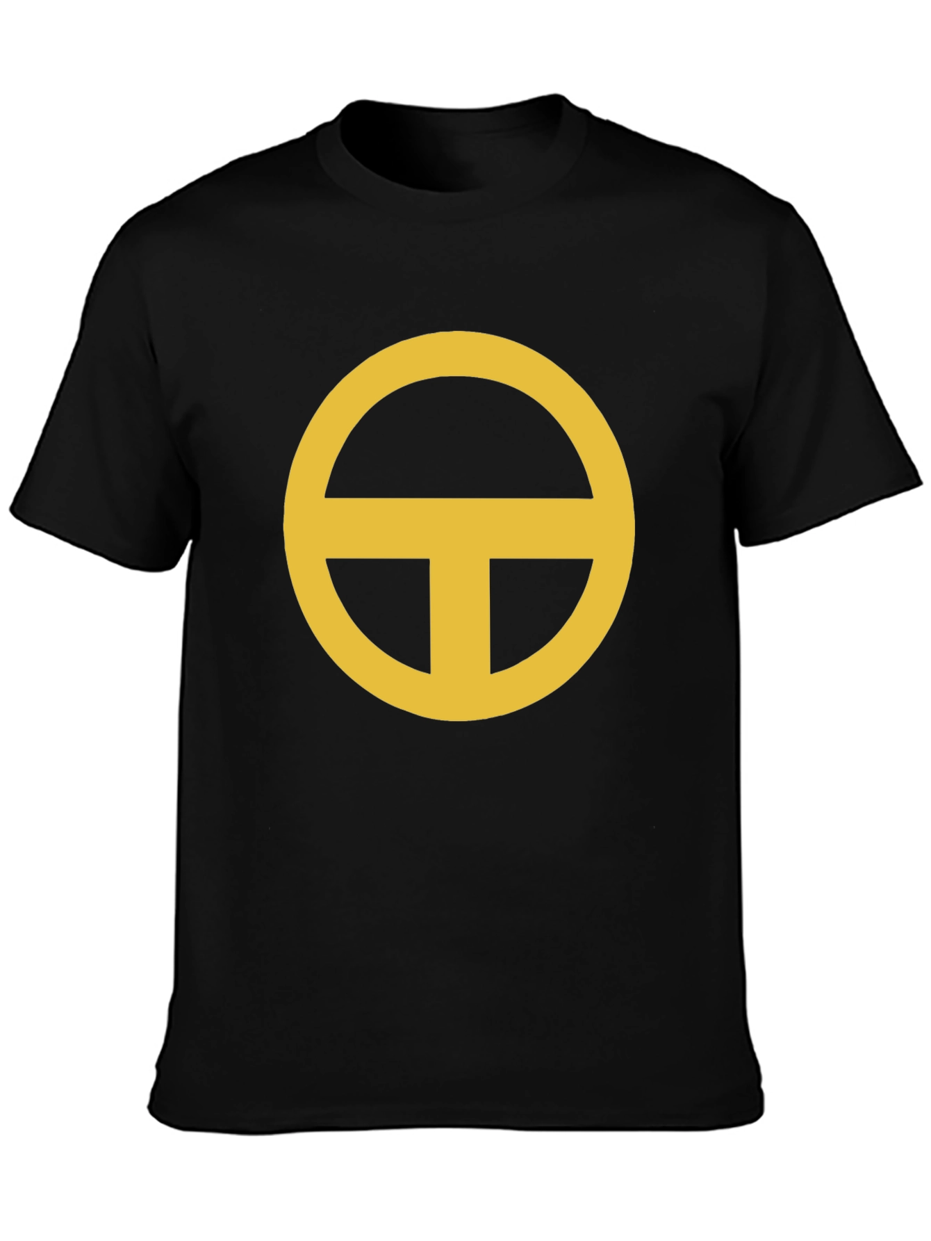 Black Minimalist Gold Circle-T Graphic Black T-Shirt view 3