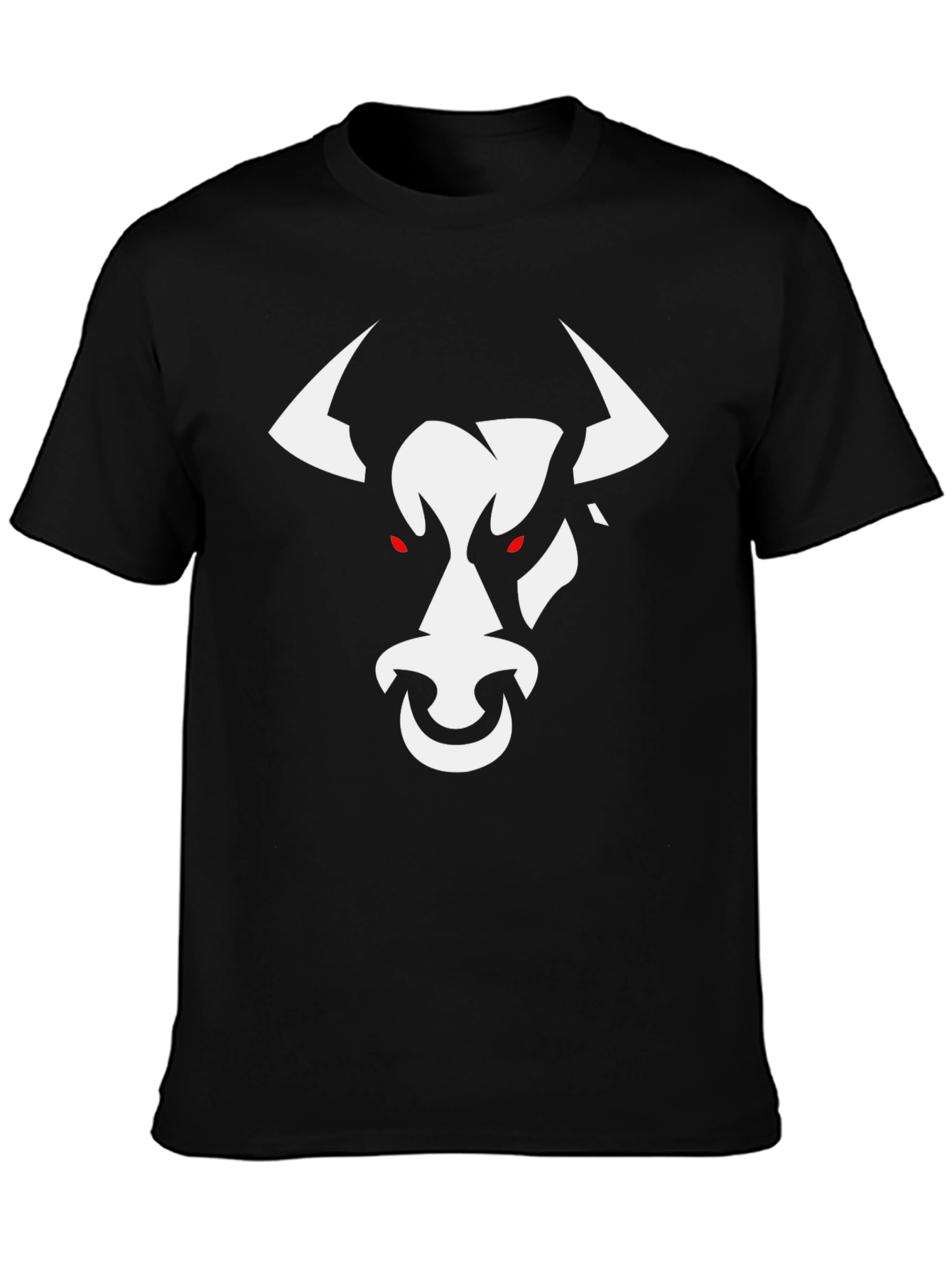 Black Black T-Shirt with White Bull Graphic view 3