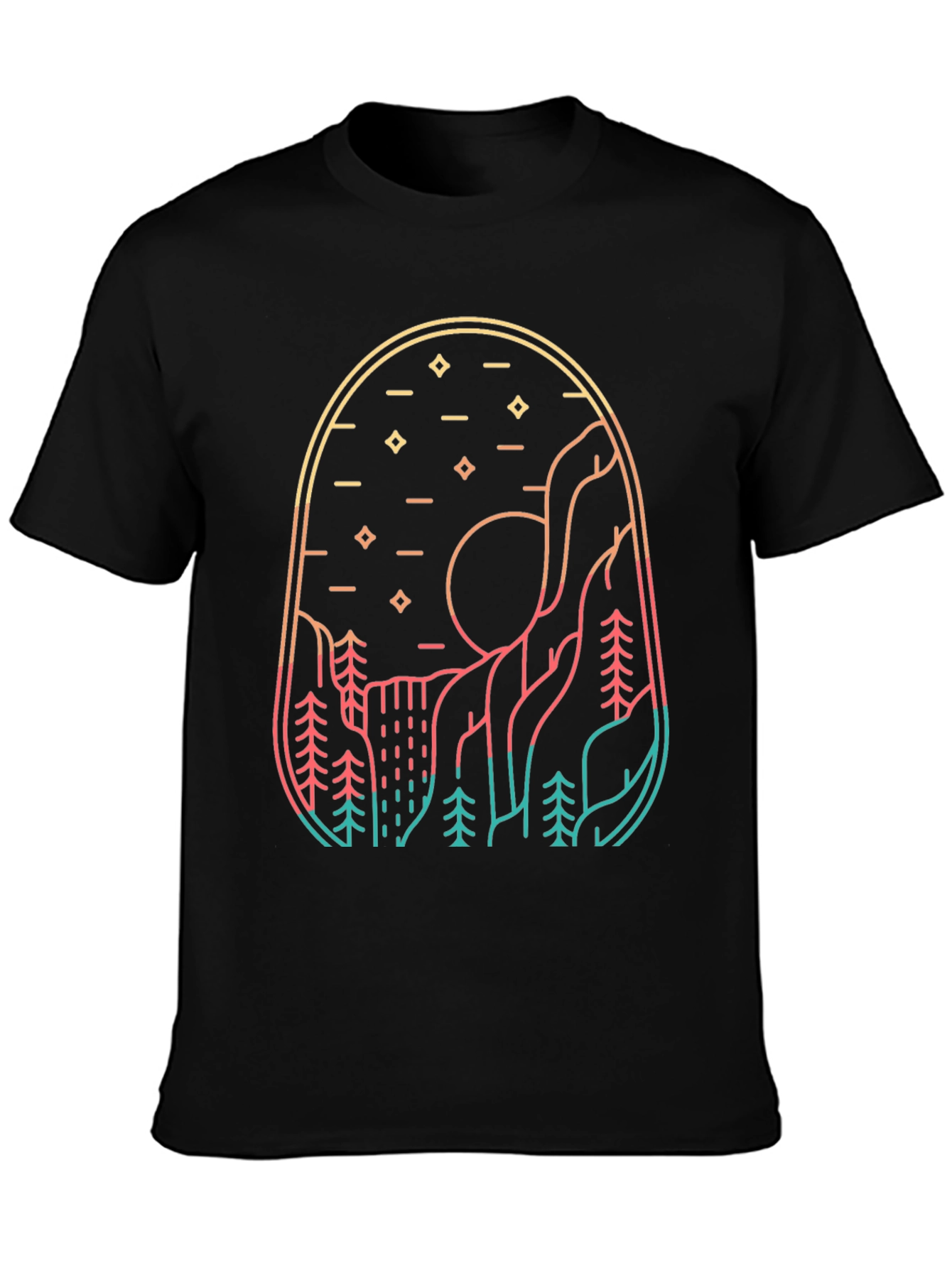 Black Mountainscape Graphic Tee - Nature Inspired Design view 3