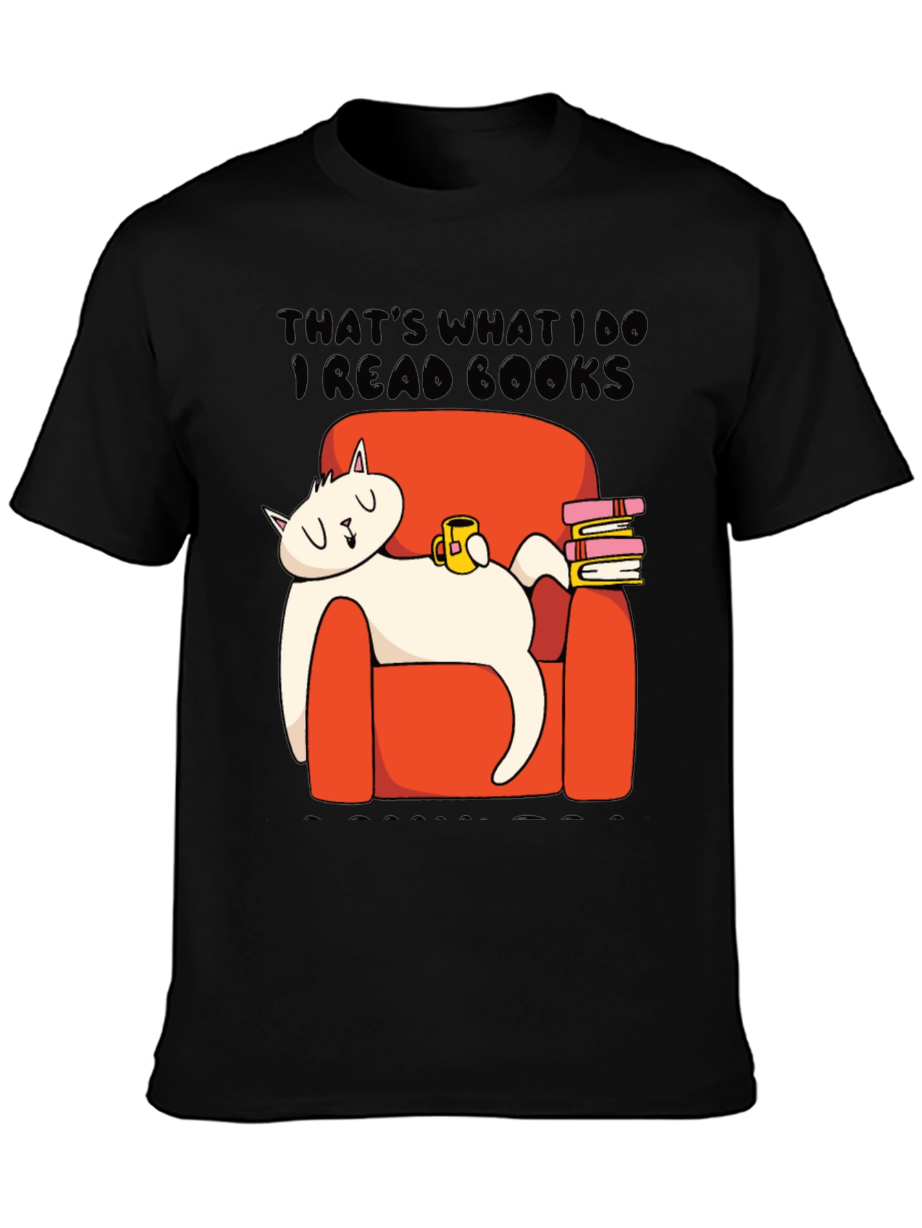 Black I Read Books Cat Graphic T-Shirt view 3