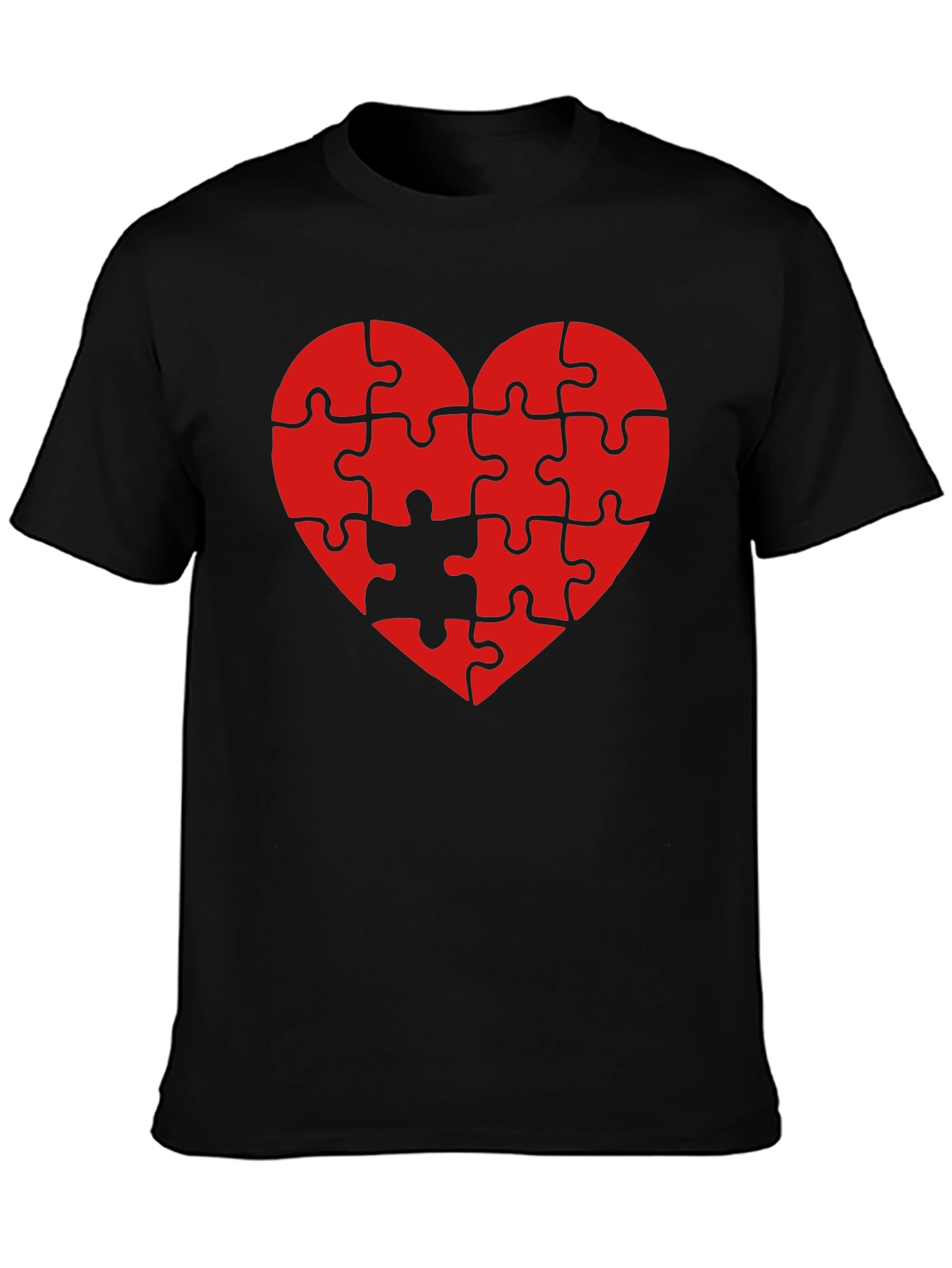 Black Heart Puzzle Piece T-Shirt - Love Completes You view 3