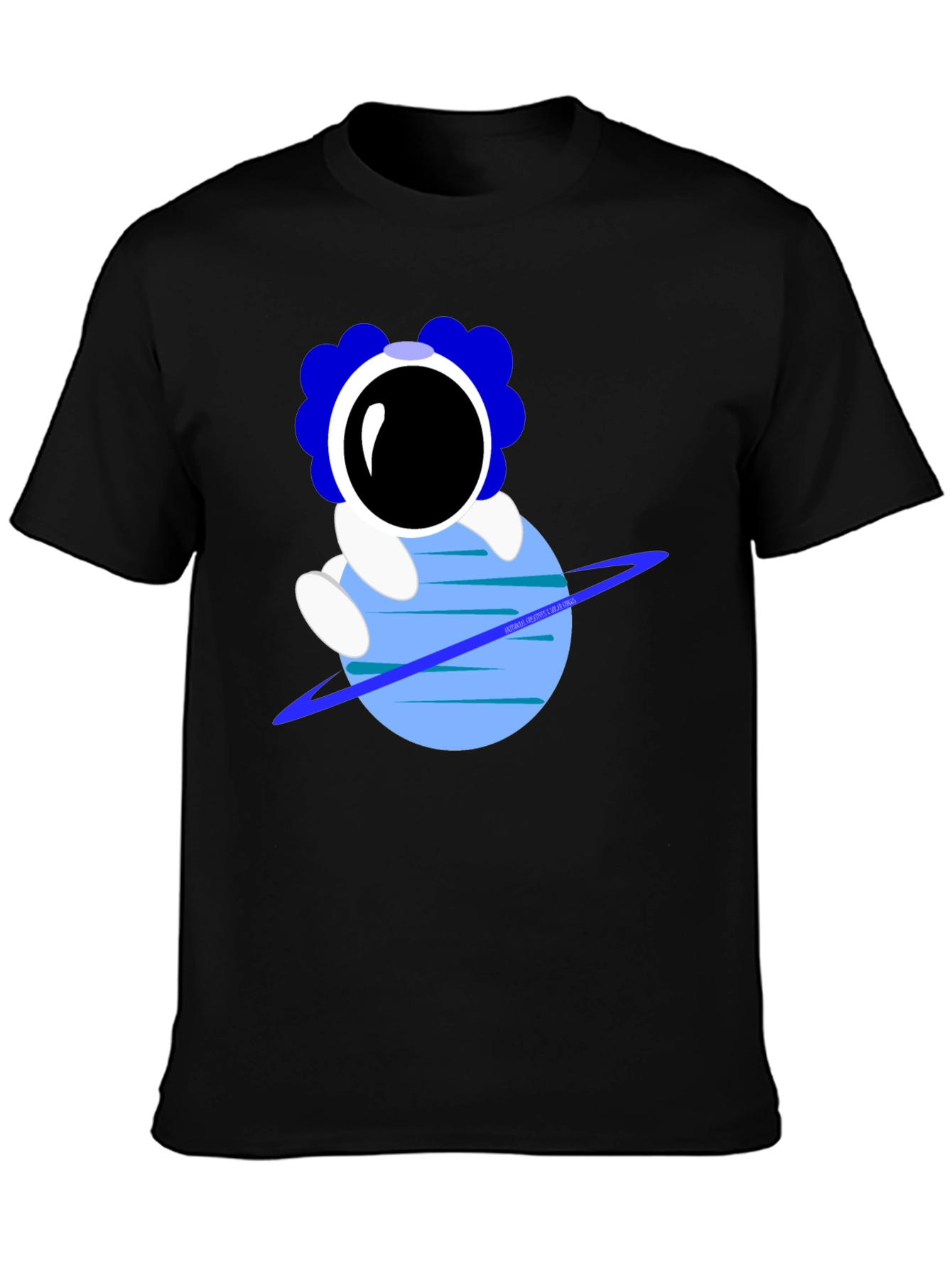 Black Astronaut on Planet Graphic T-Shirt view 3