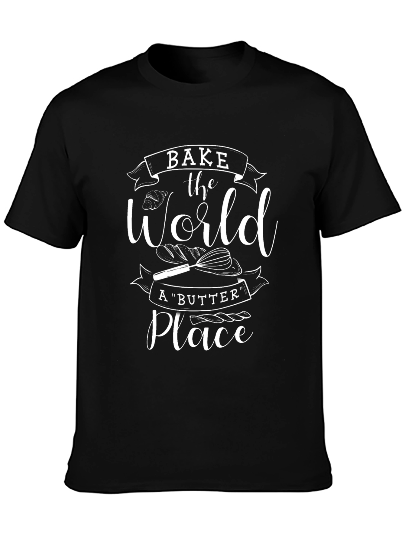 Black Bake the World T-Shirt - Unisex Cotton Tee view 3