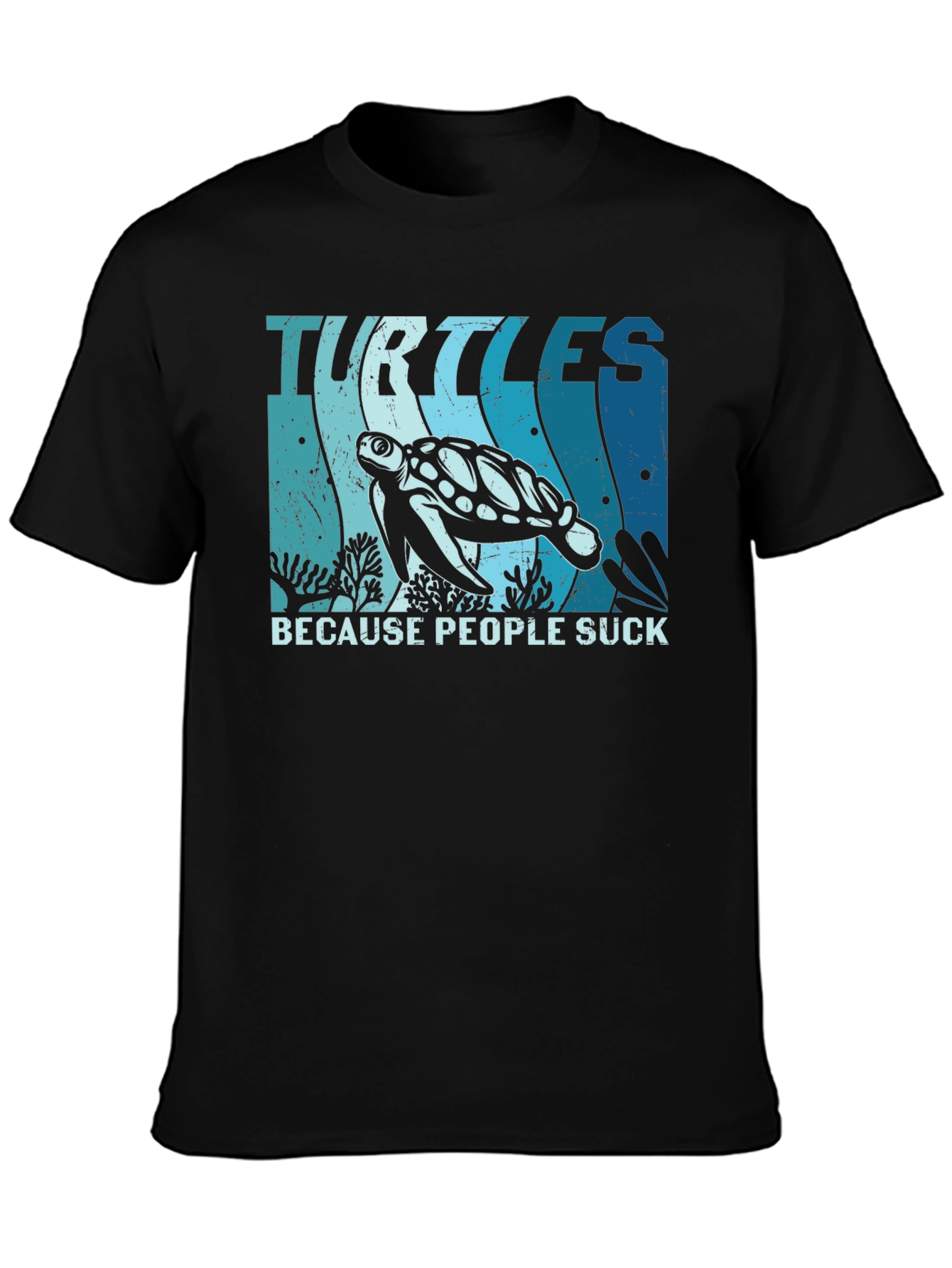 Black Turtles Because People Suck Graphic T-Shirt view 3