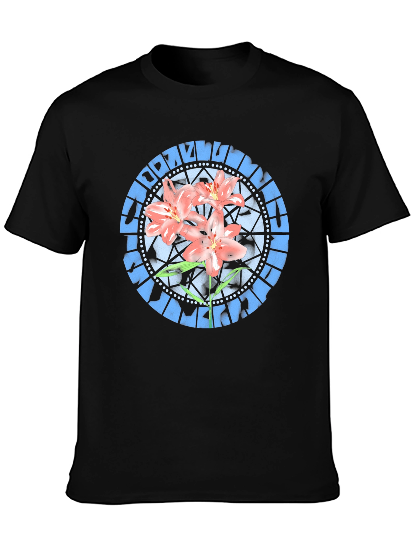 Black Floral Stained Glass Graphic Tee - Black view 3