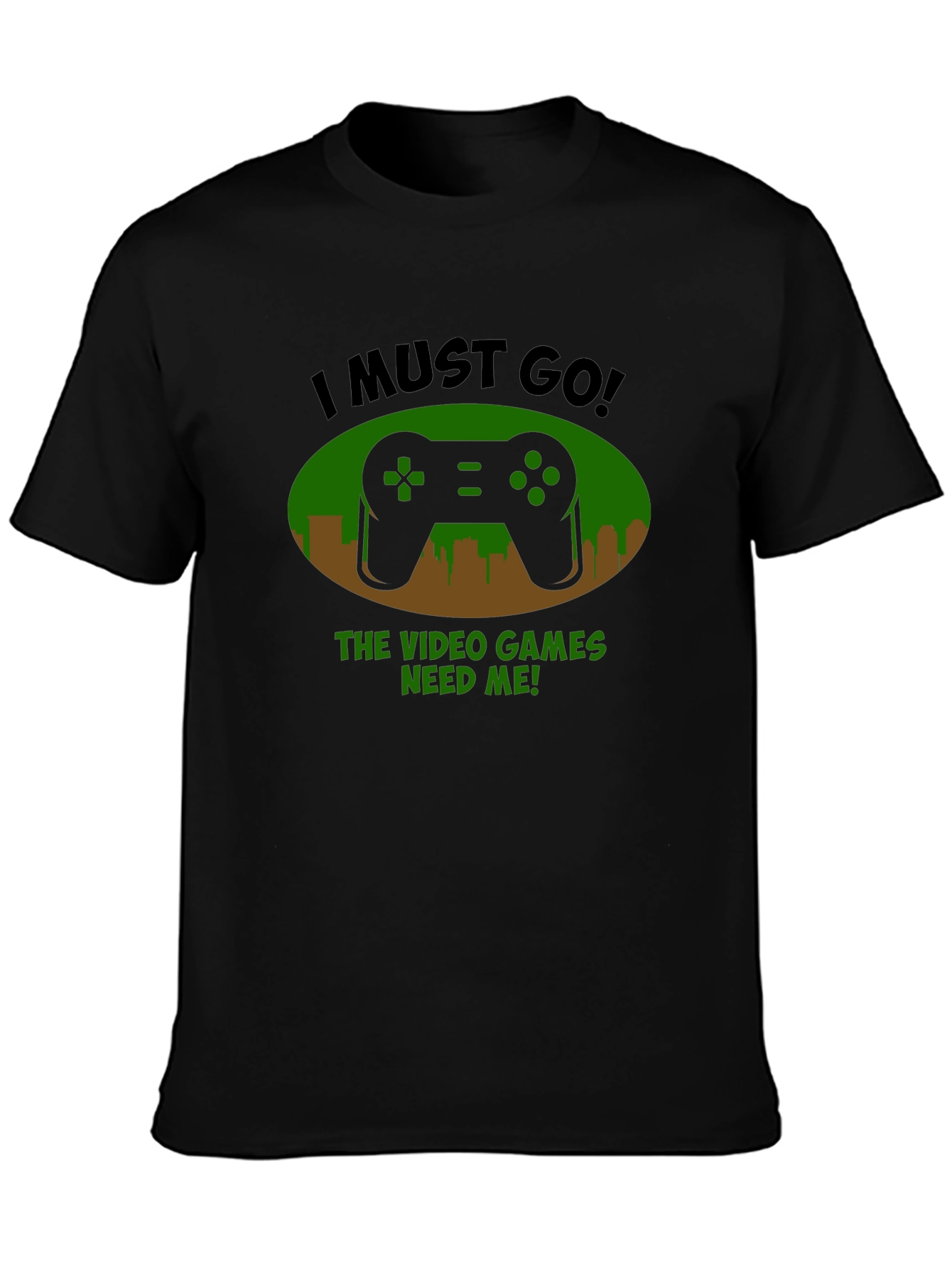 Black Gamer T-Shirt - I Must Go, Video Games Need Me! view 3