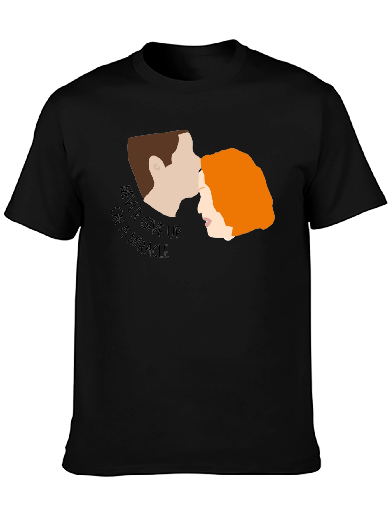 Black Never Give Up Miracle Graphic Black T-Shirt view 3