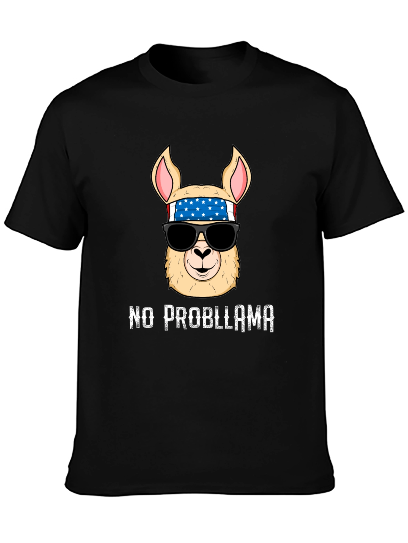 Black No Probllama Llama T-Shirt view 3
