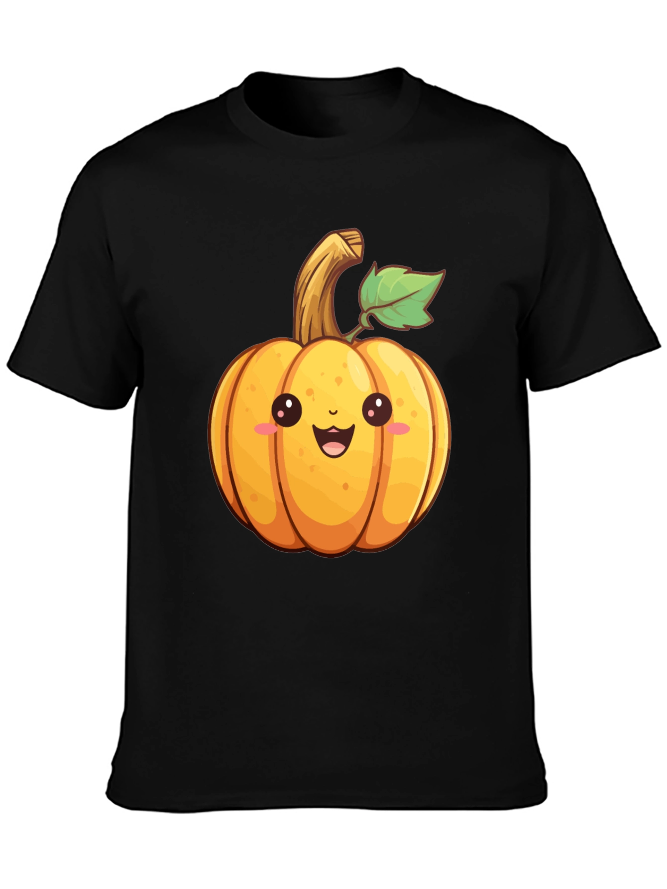 Black Cute Cartoon Pumpkin Graphic T-Shirt view 3