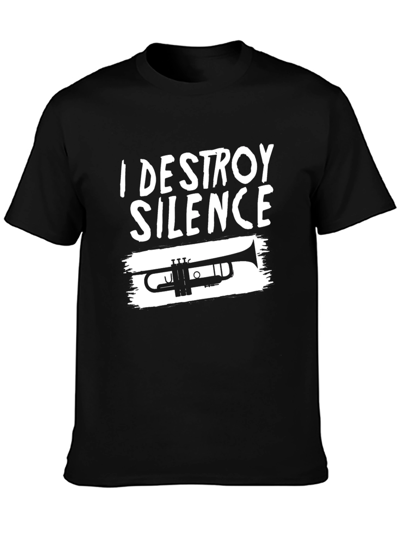Black I Destroy Silence Trumpet T-Shirt view 3