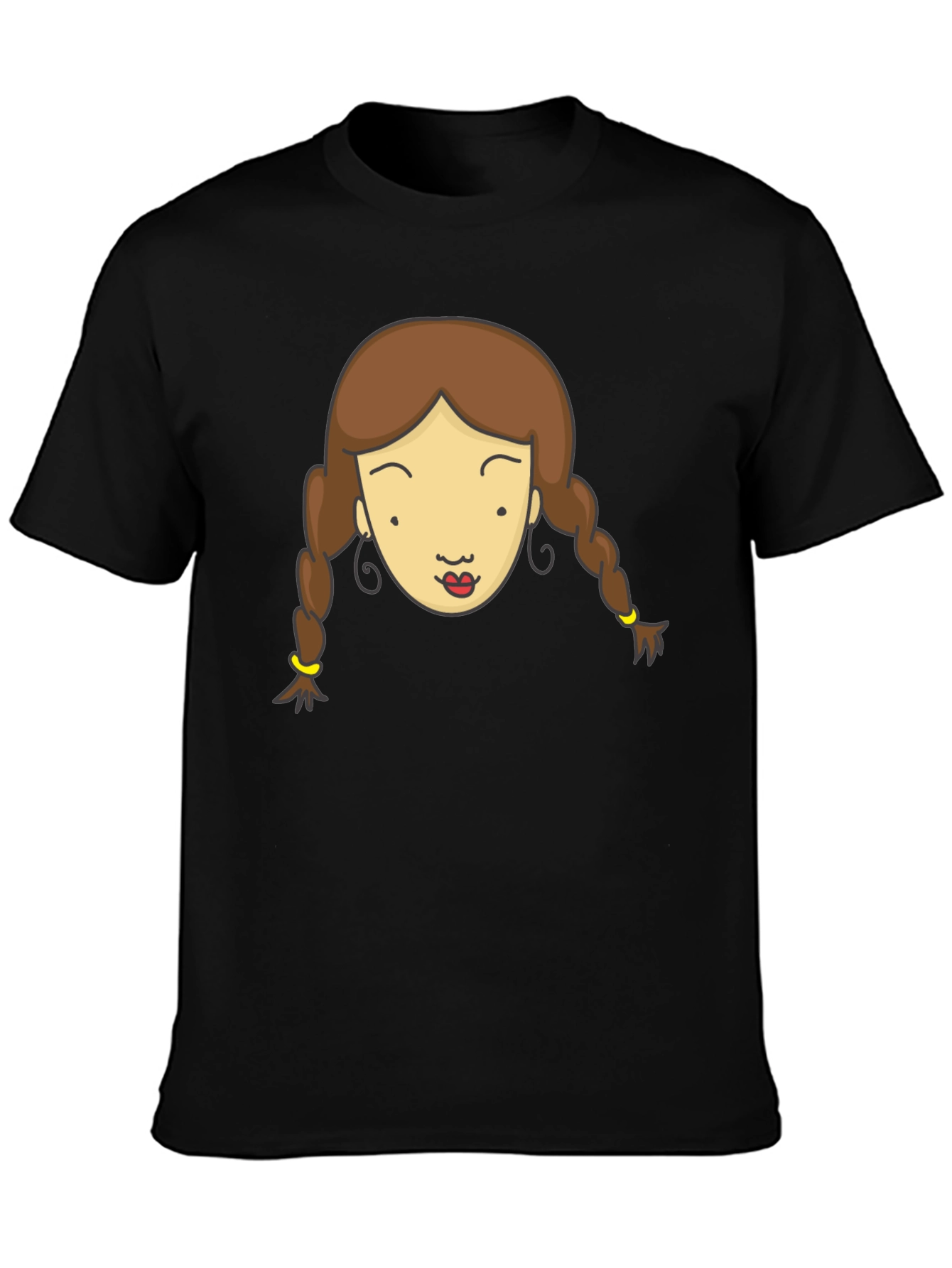 Black Cartoon Girl Graphic Tee - Black view 3