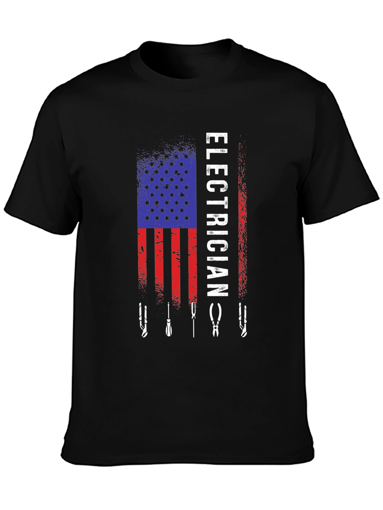 Black Electrician American Flag T-Shirt view 3