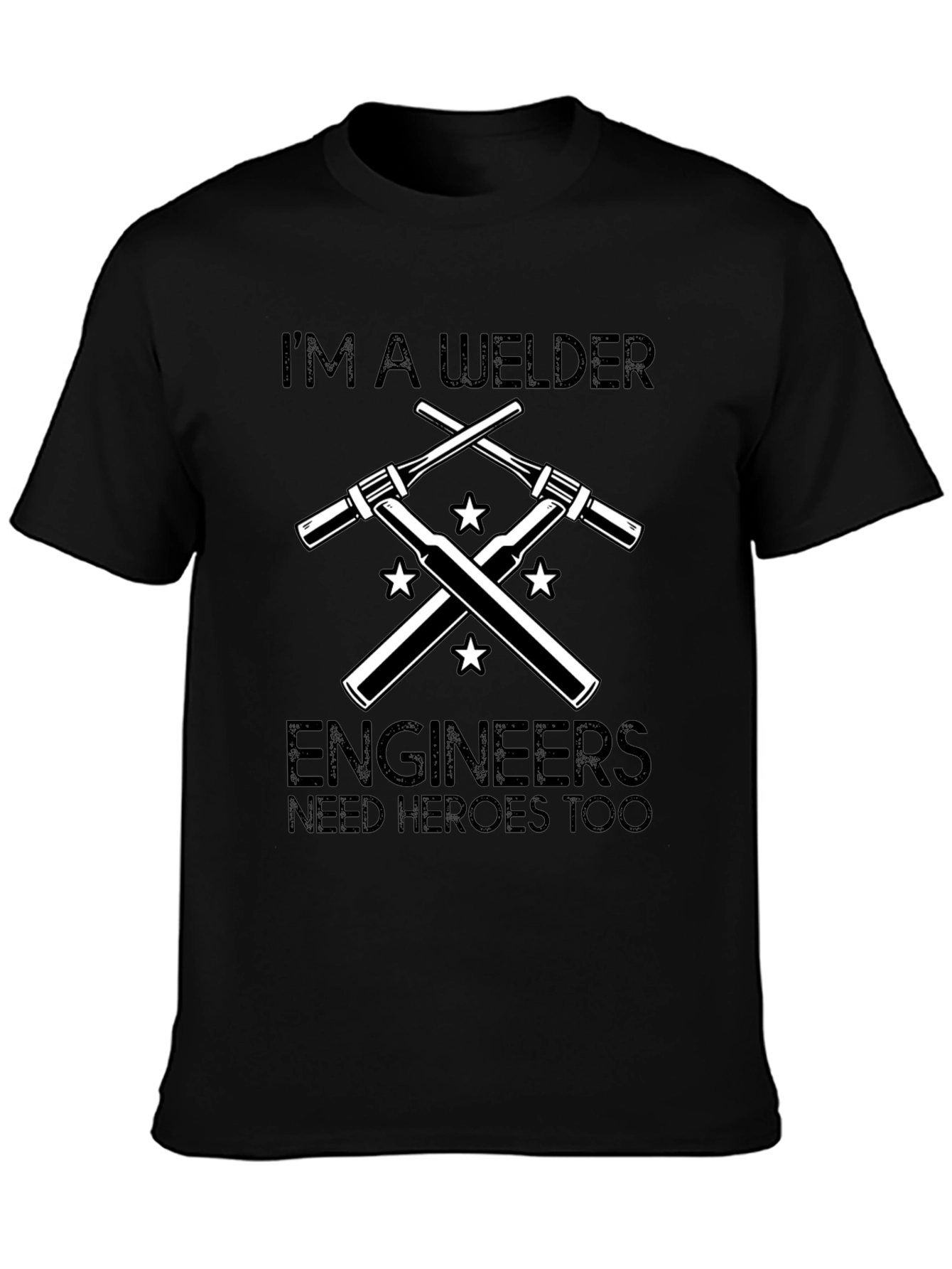 Black Welder Hero Black T-Shirt - Engineers Need Heroes Too! view 3