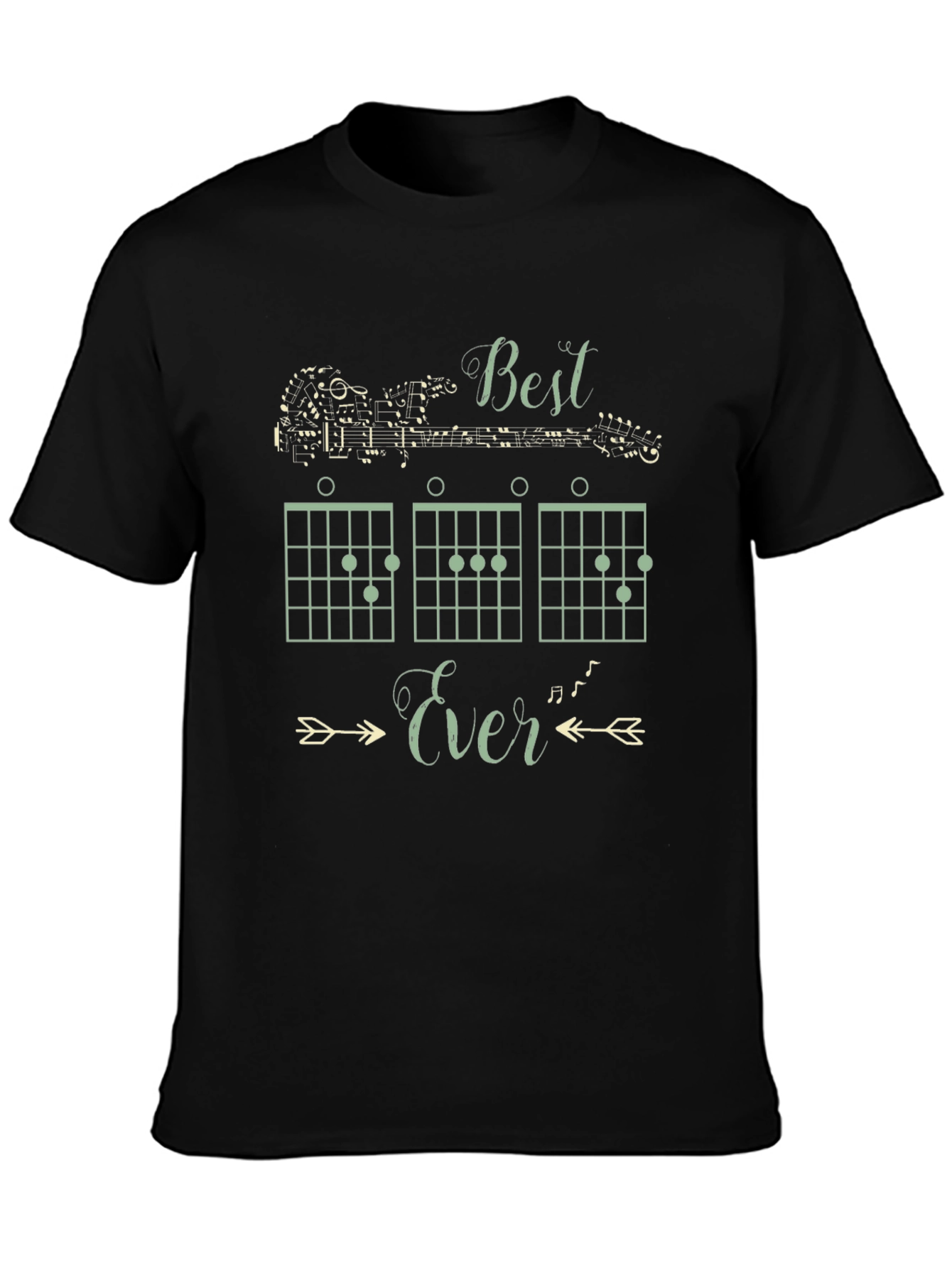 Black Best Ever Guitar Chords Graphic Tee - Black Cotton T-Shirt view 3