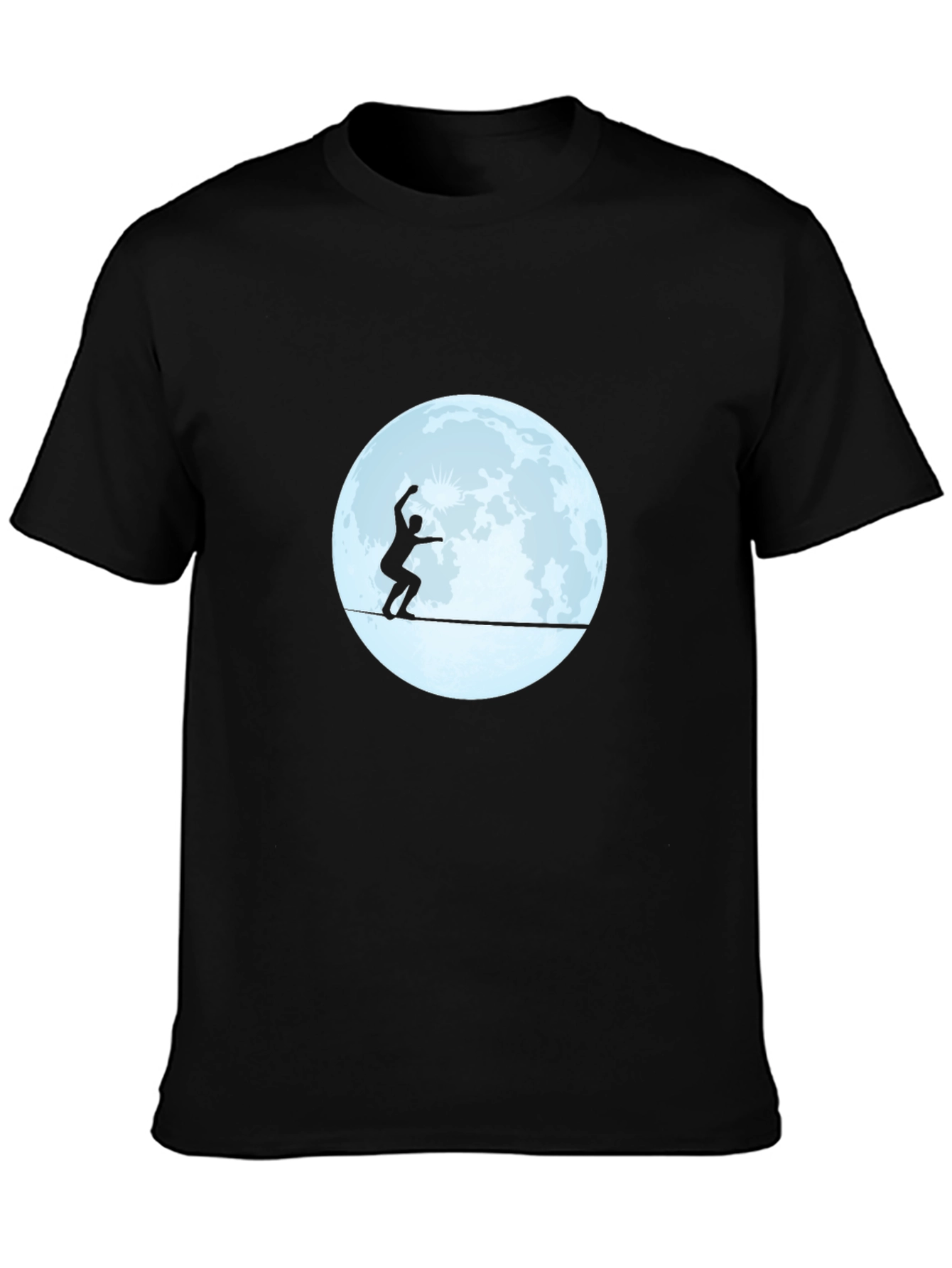 Black Slackline Moon T-Shirt - Balance Under the Stars view 3